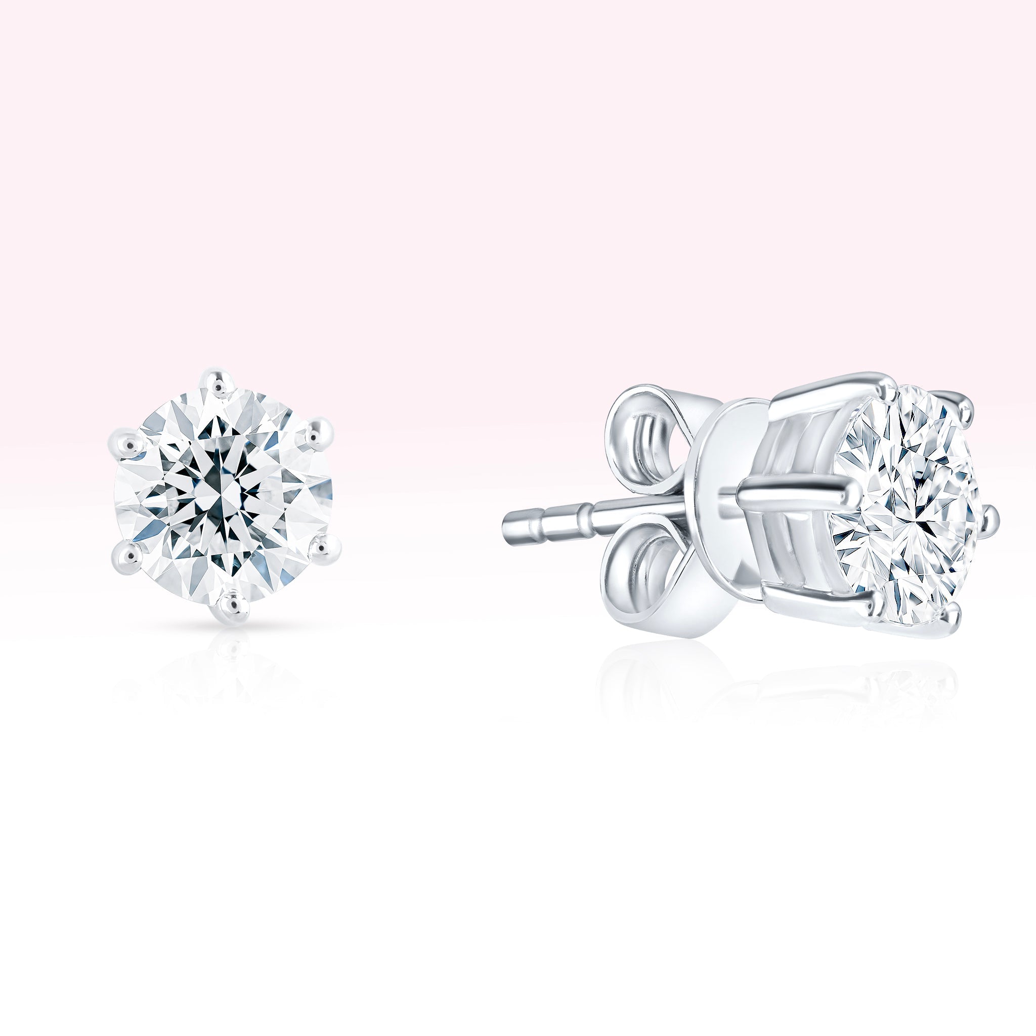 14K White Gold Diamond Solitaire Stud Earrings - Thessia