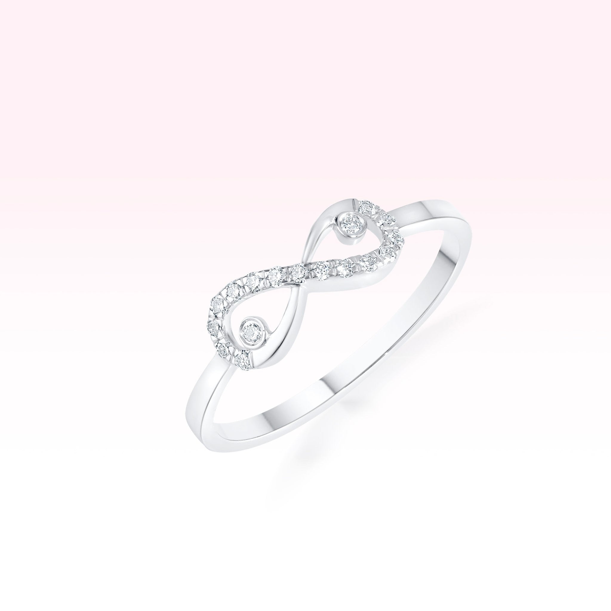 14K White Gold Diamond Swirl Ring - Thessia