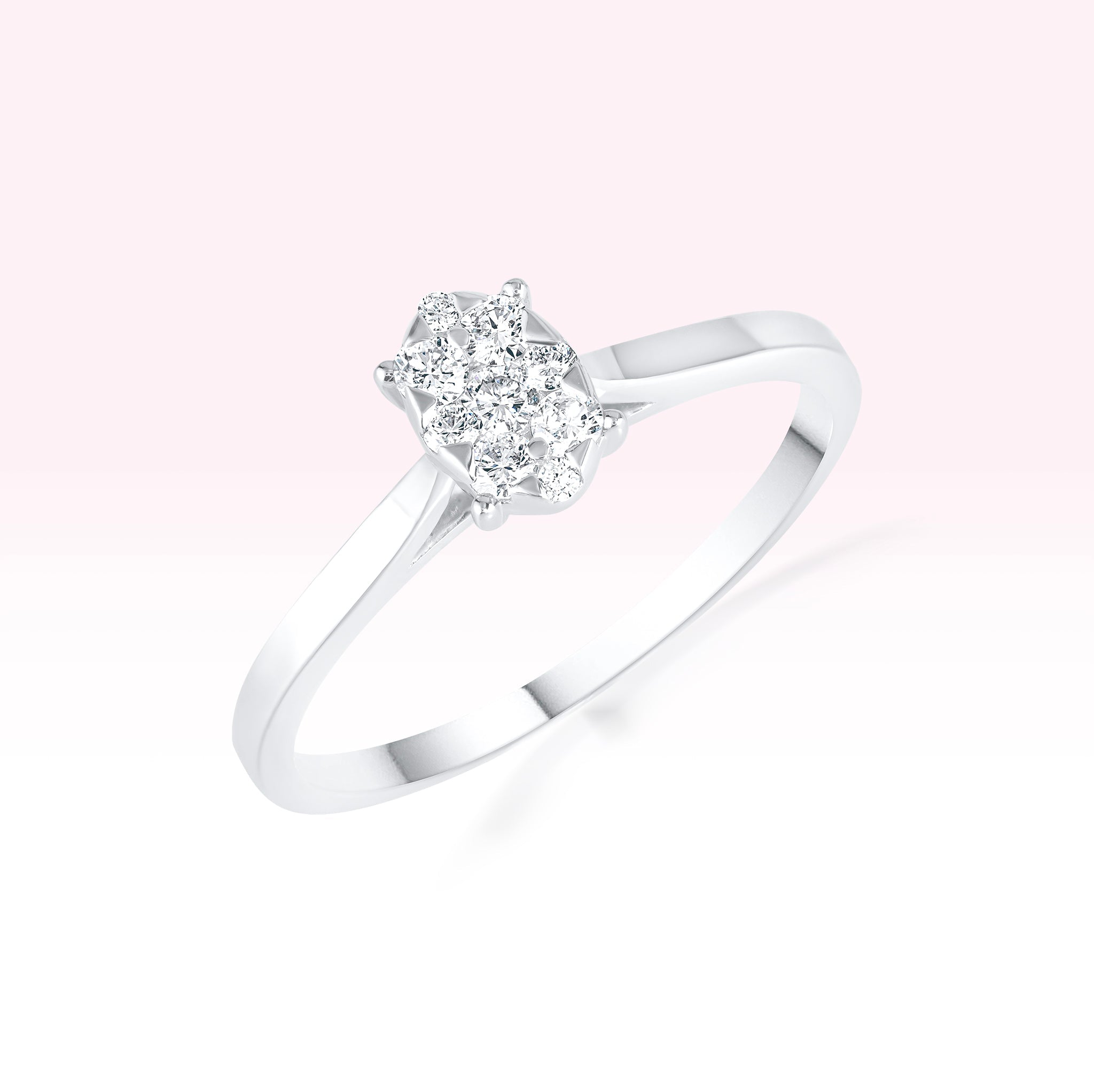 14K White Gold Oval Solitaire Ring - Thessia