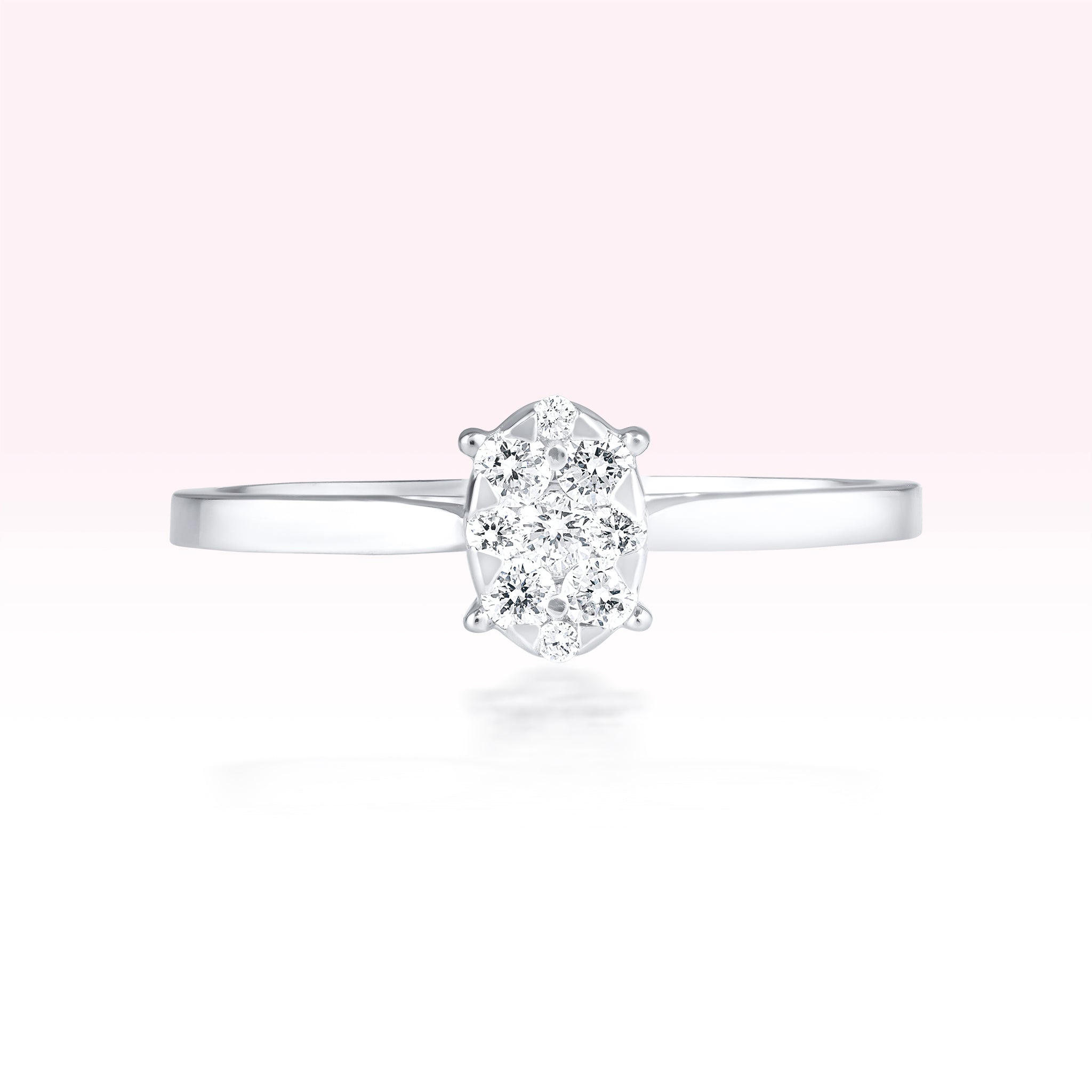 14K White Gold Oval Solitaire Ring - Thessia