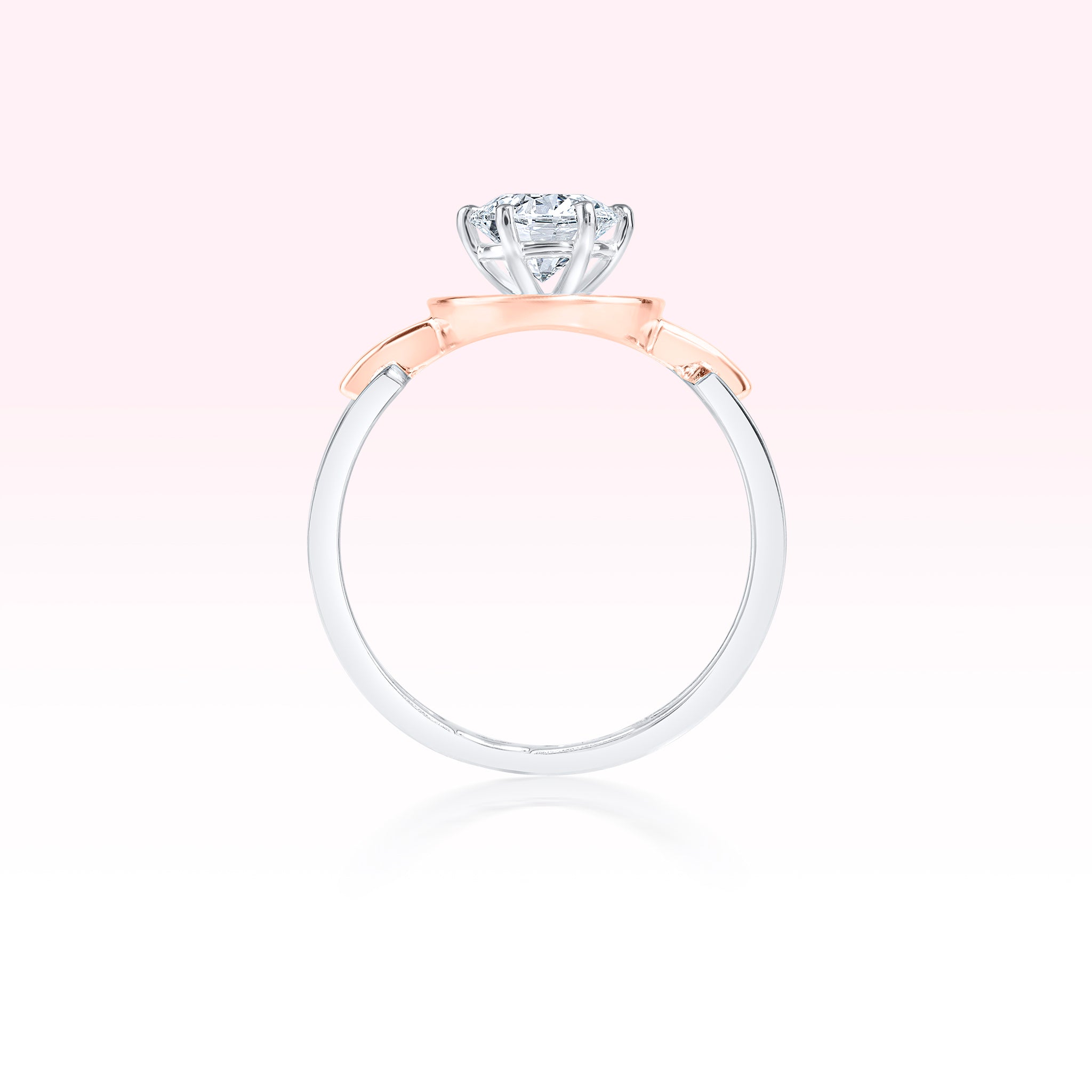 14K White Gold Rose Gold Cuban Link Diamond Solitaire Ring - Thessia