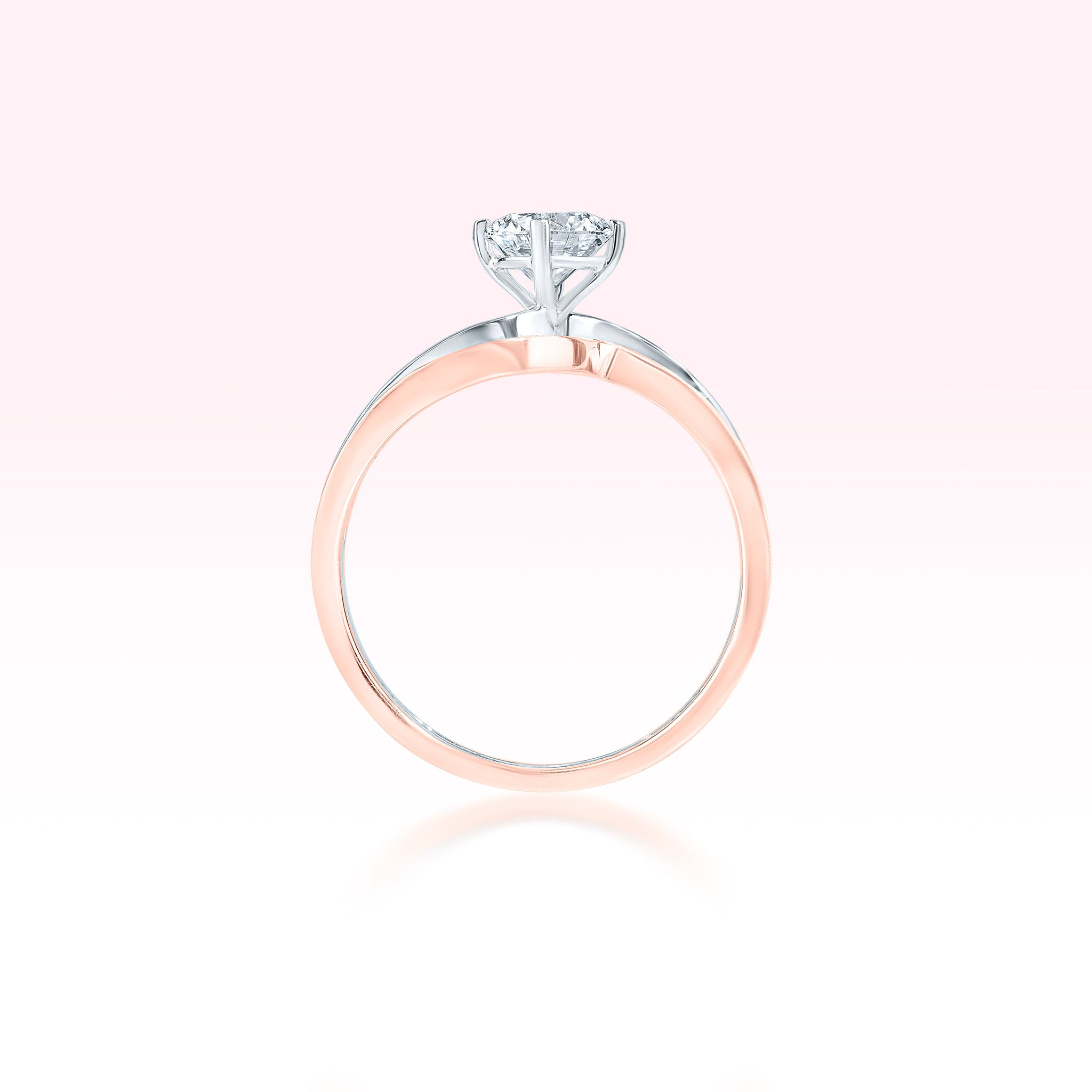 14K White Gold Rose Gold Diamond Solitaire Ring - Thessia