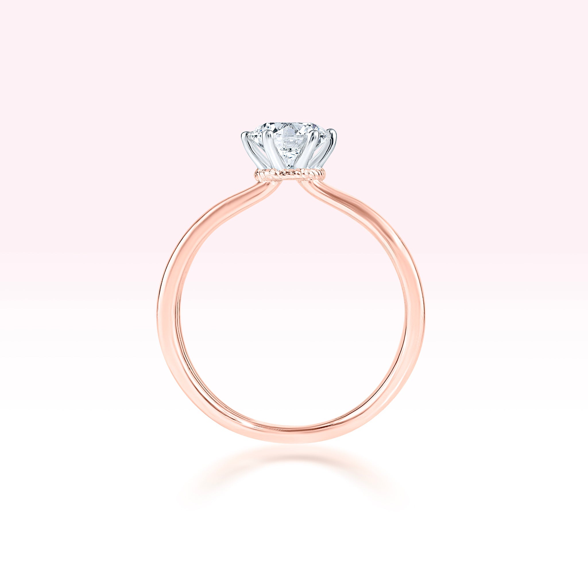 14K White Gold Rose Gold Diamond Solitaire Ring - Thessia