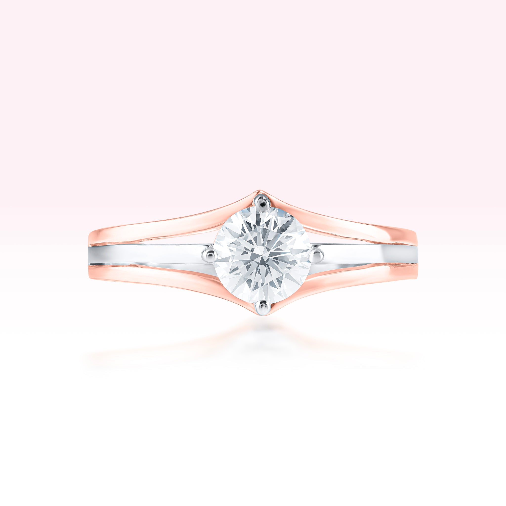 14K White Gold Rose Gold Diamond Solitaire Ring - Thessia