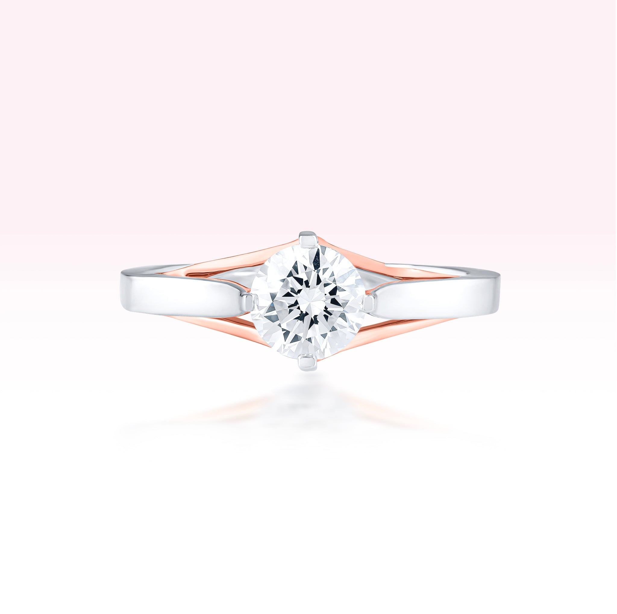 14K White Gold | Rose Gold Diamond Solitaire Ring - Thessia