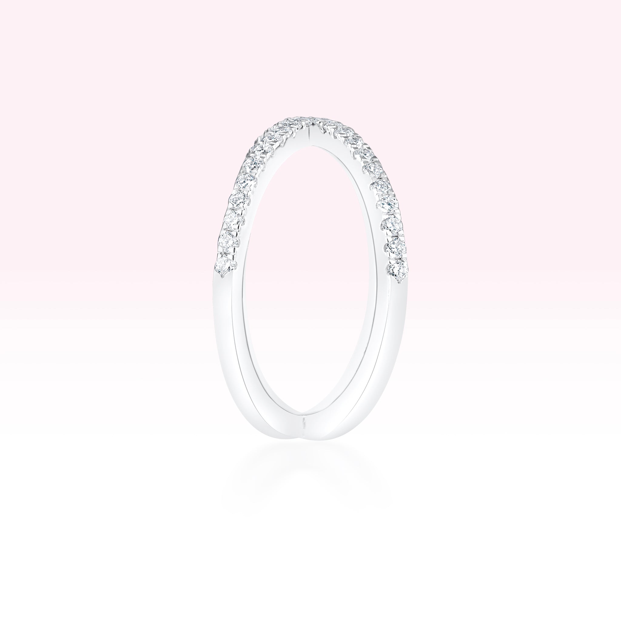 14K White Gold Single Line Diamond Cross Ring - Thessia