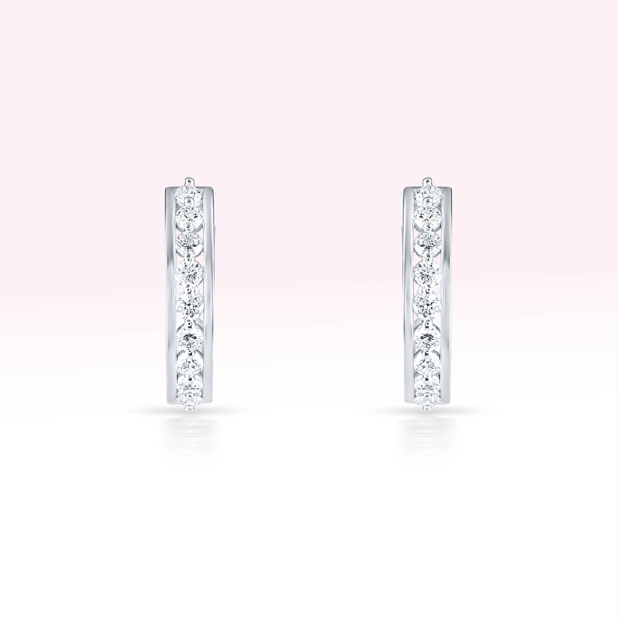 14K White Gold Single Line Diamond Earrings - Thessia