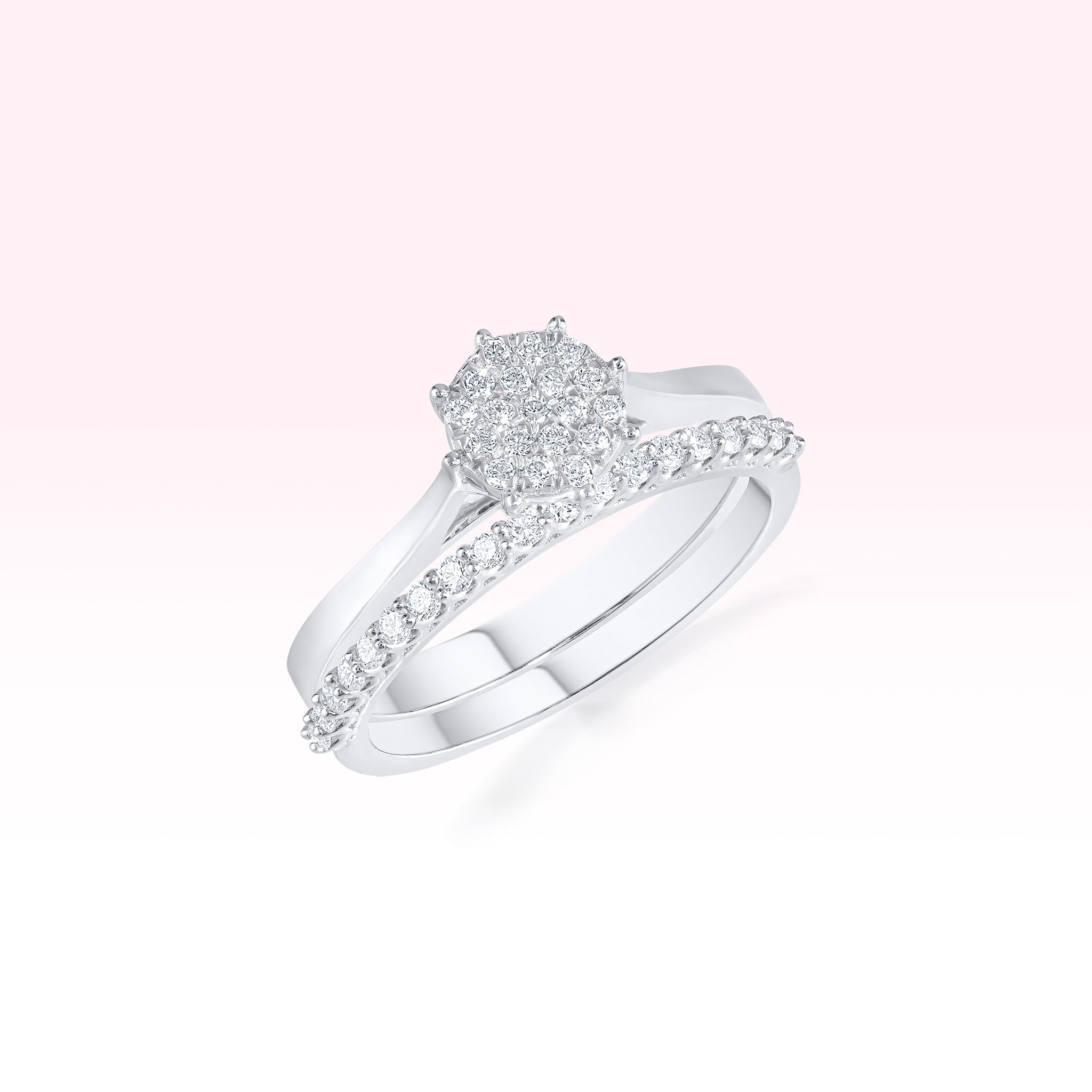 14K White Gold Single Line Diamond Ring - Thessia