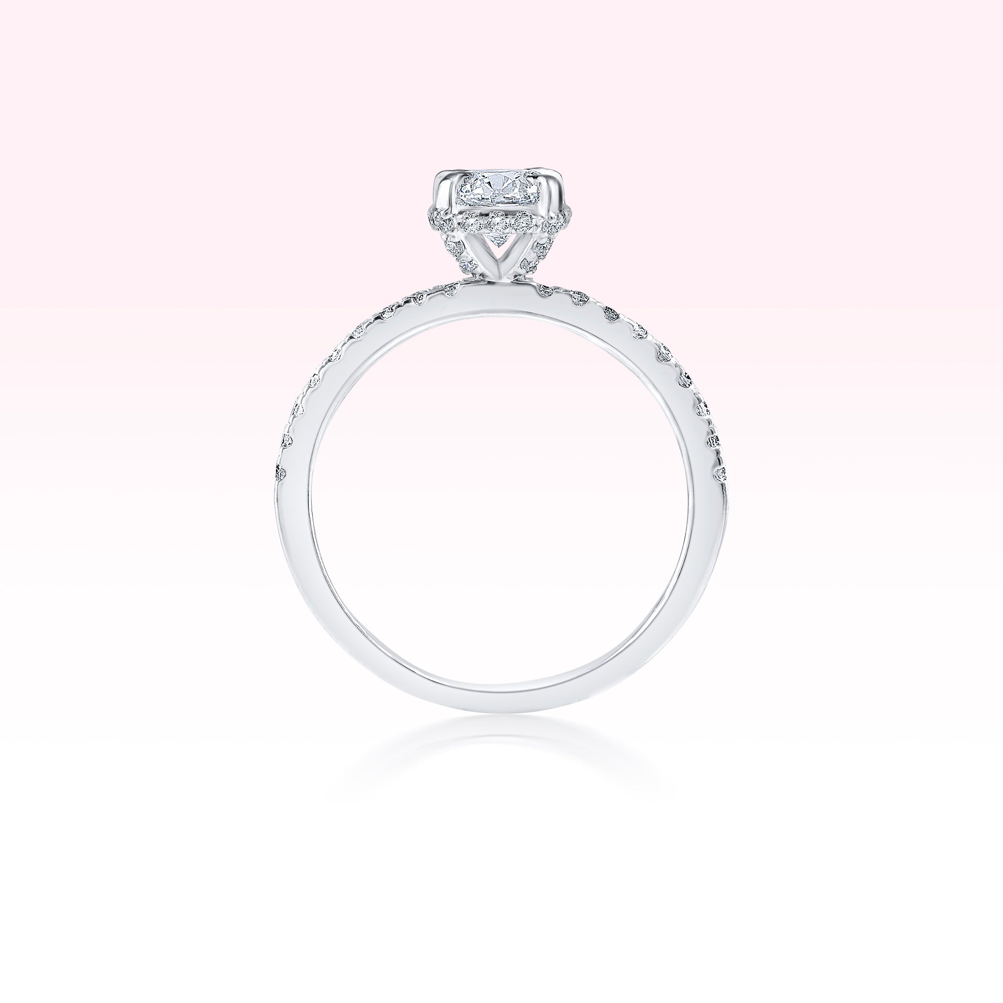 14K White Gold Single Line Diamond Solitaire Ring - Thessia