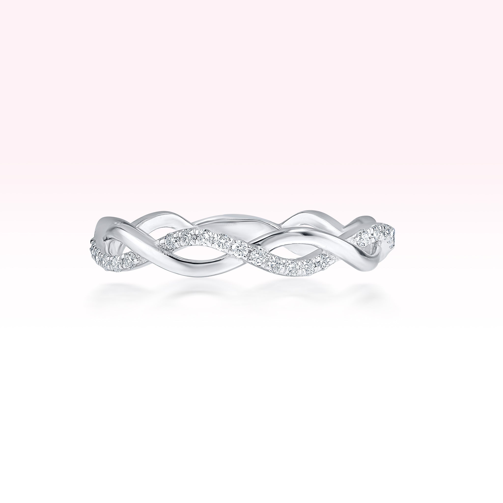 14K White Gold Single Line Diamond Twirl Ring - Thessia