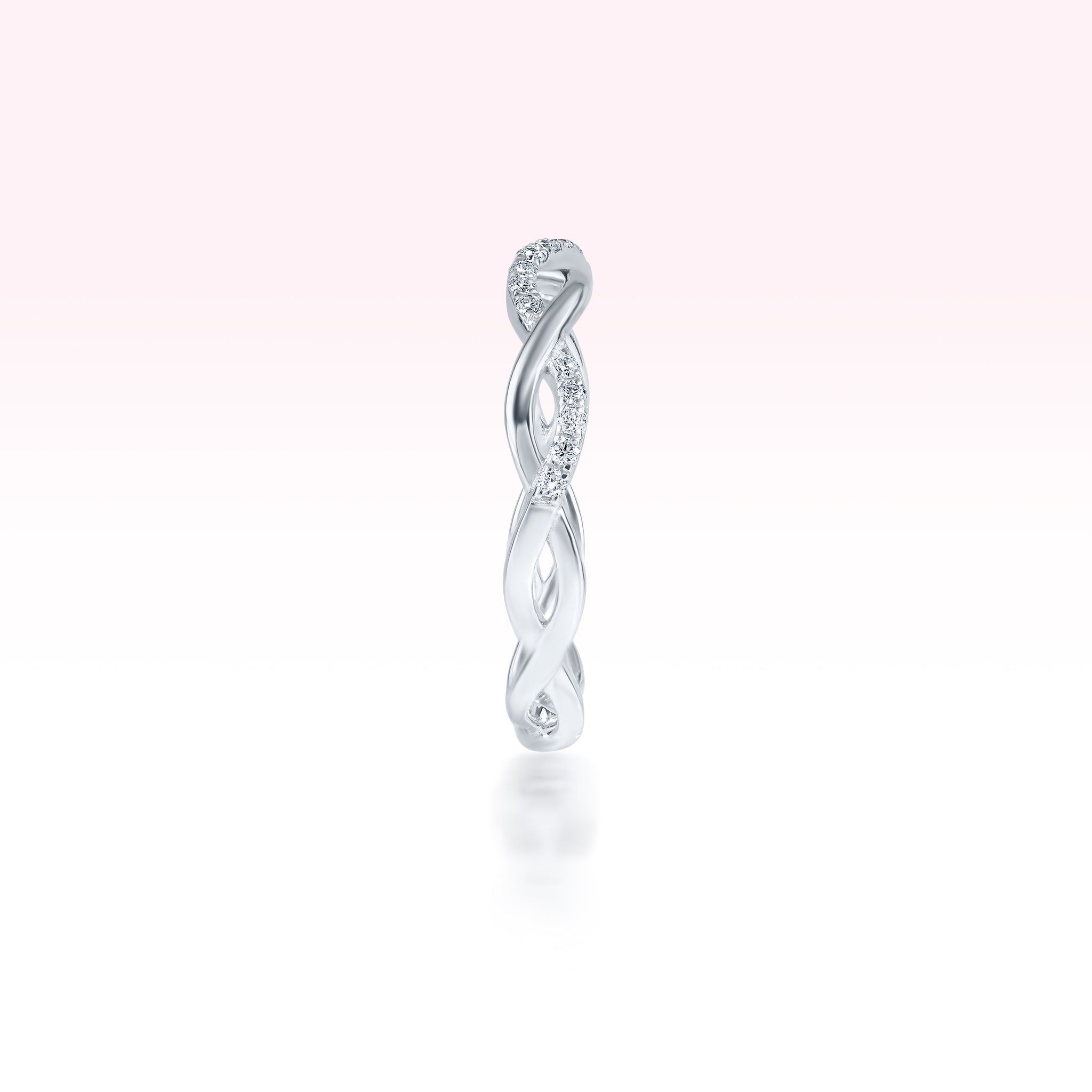 14K White Gold Single Line Diamond Twirl Ring - Thessia
