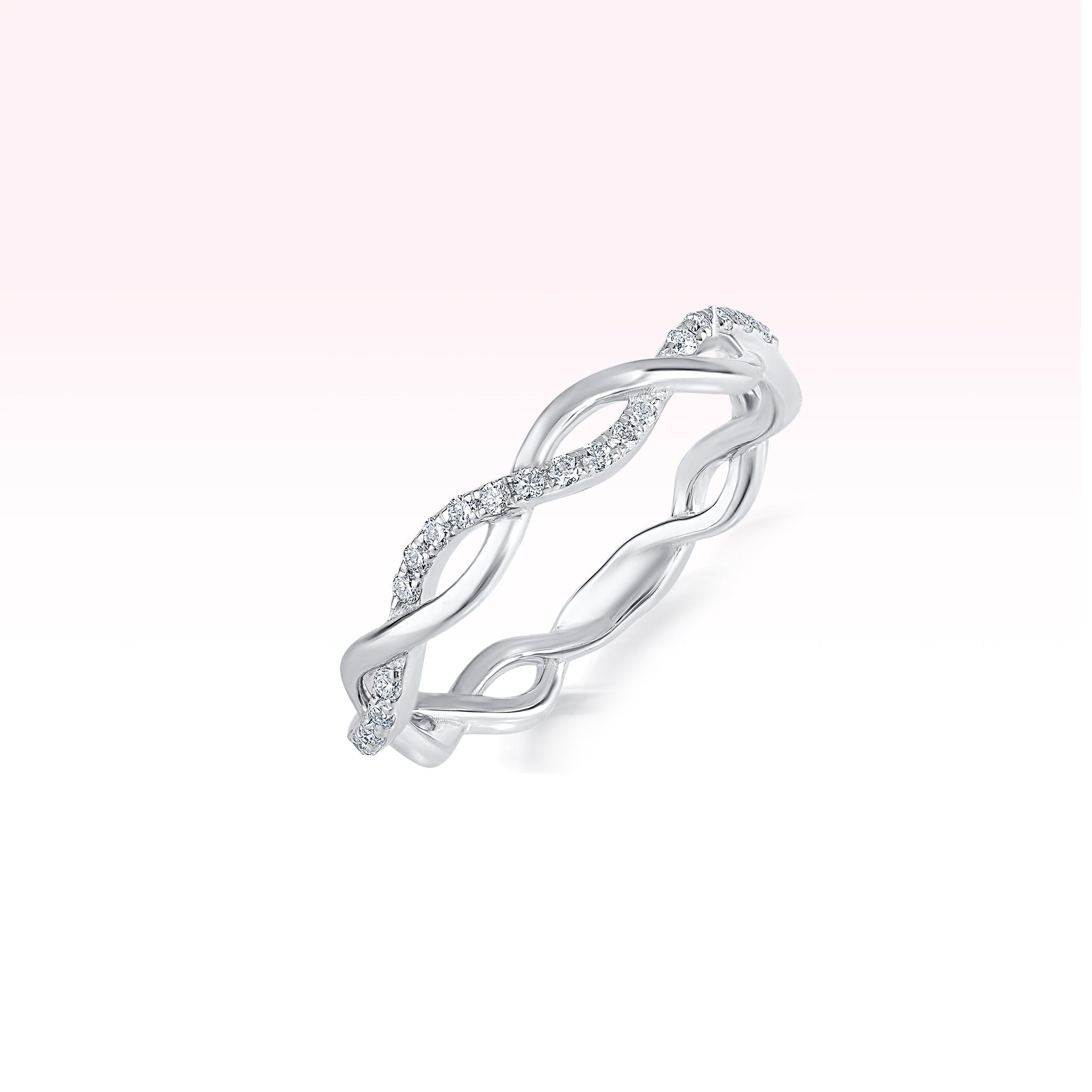 14K White Gold Single Line Diamond Twirl Ring - Thessia