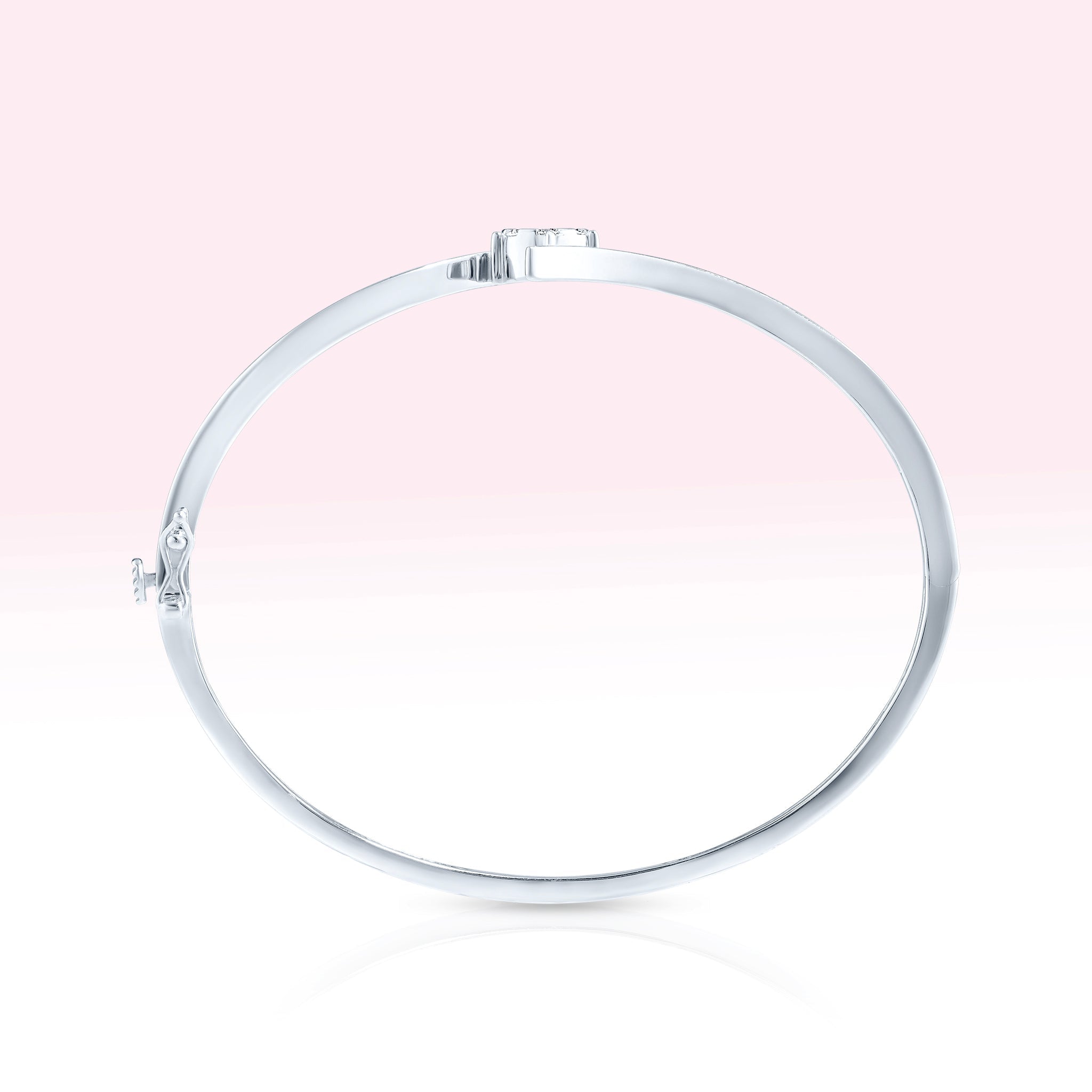 14K White Gold Solitaire Diamond Bangle Bracelet - Thessia