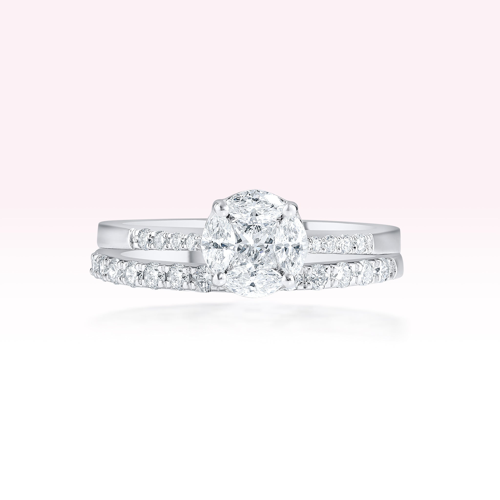 14K White Gold Two Line Diamond Solitaire Ring - Thessia