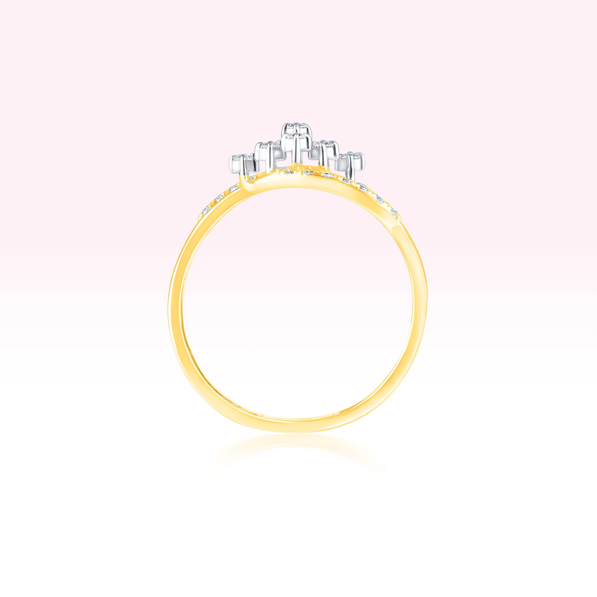 14K Yellow Gold Criss Cross Diamond Ring - Thessia