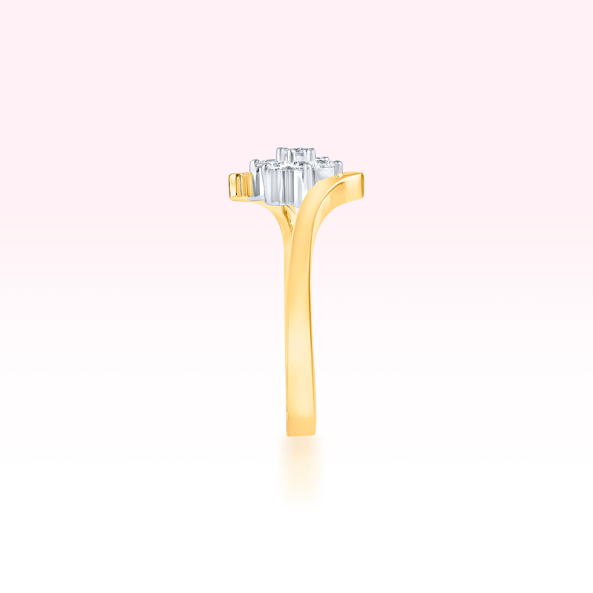 14K Yellow Gold Diamond Flower Ring - Thessia