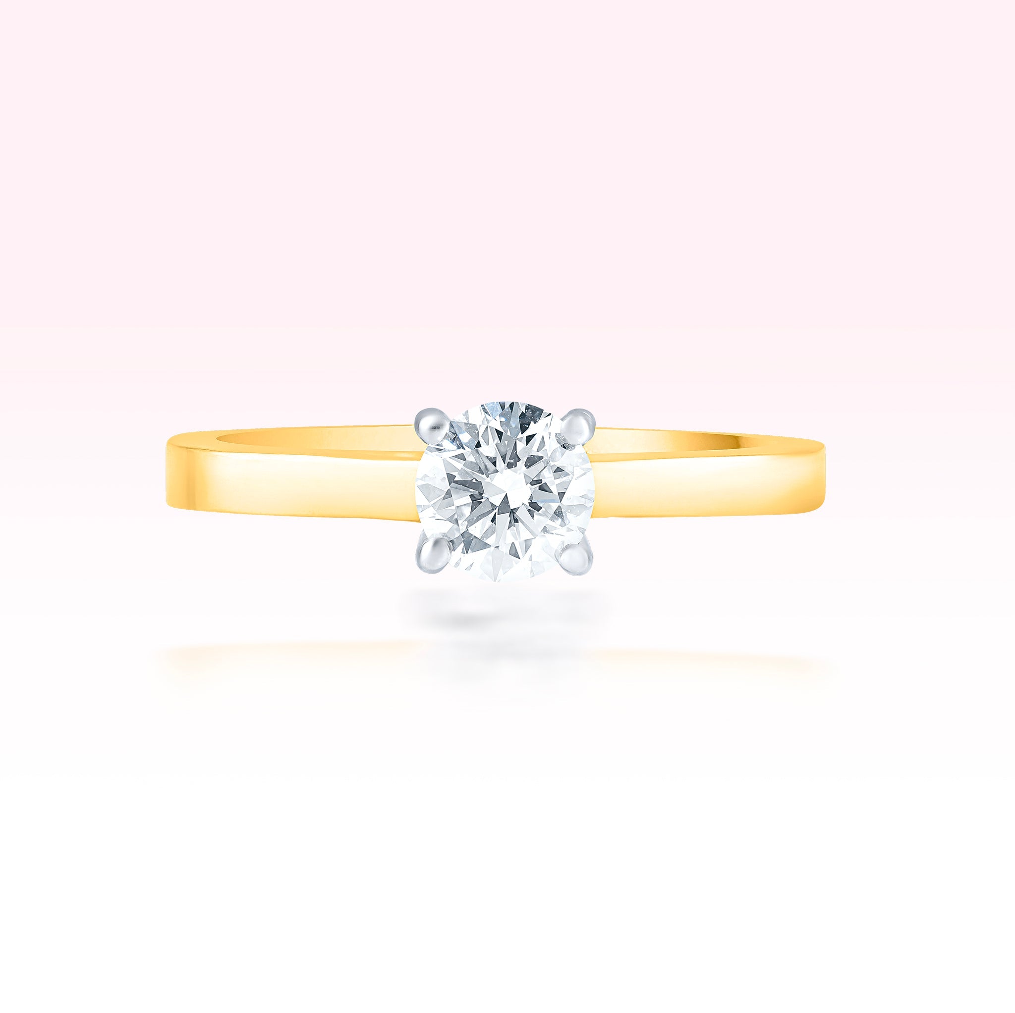 14K Yellow Gold Diamond Solitaire Ring - Thessia