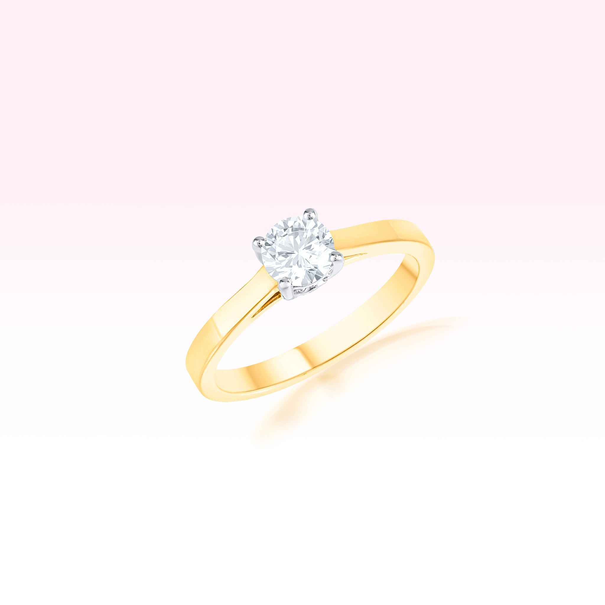 14K Yellow Gold Diamond Solitaire Ring - Thessia