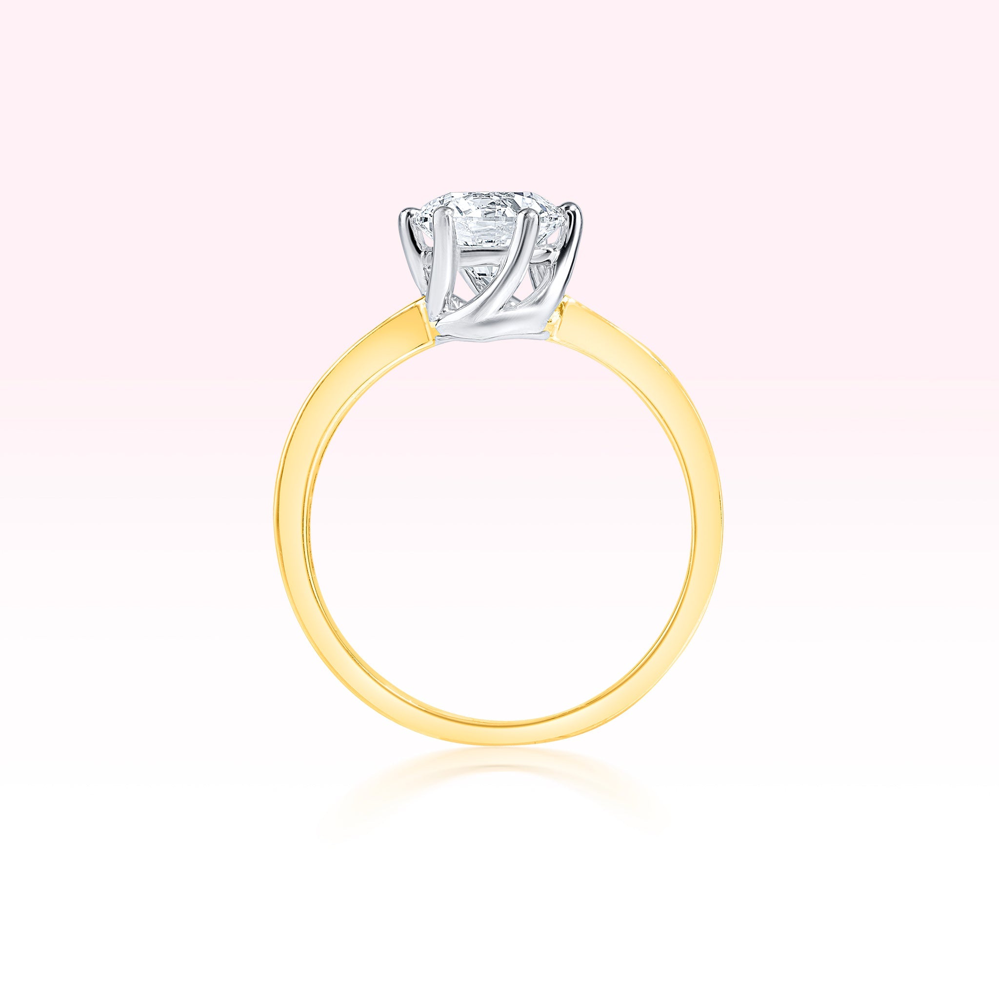 14K Yellow Gold Diamond Solitaire Ring - Thessia