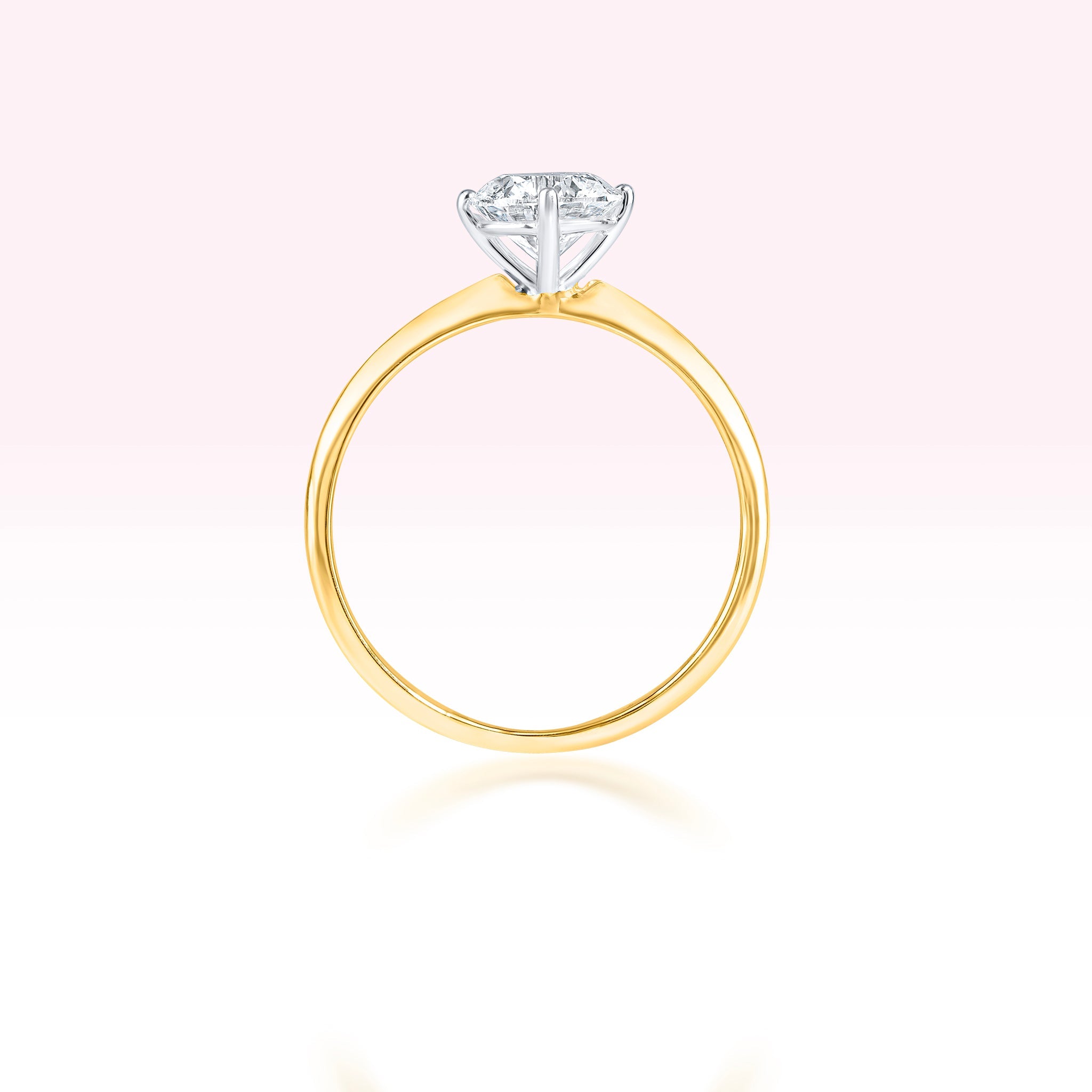 14K Yellow Gold Diamond Solitaire Ring - Thessia