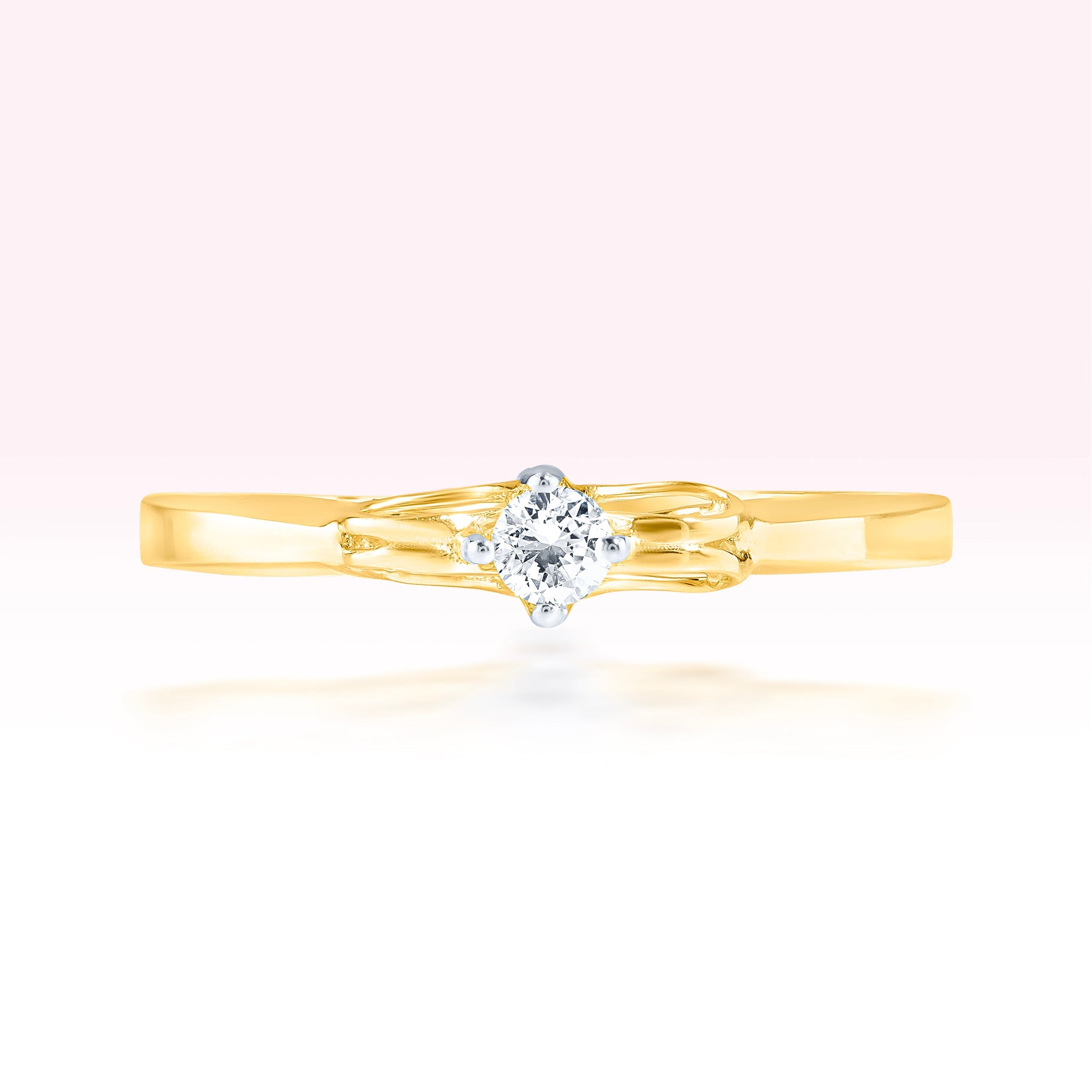 14K Yellow Gold Diamond Solitaire Ring - Thessia