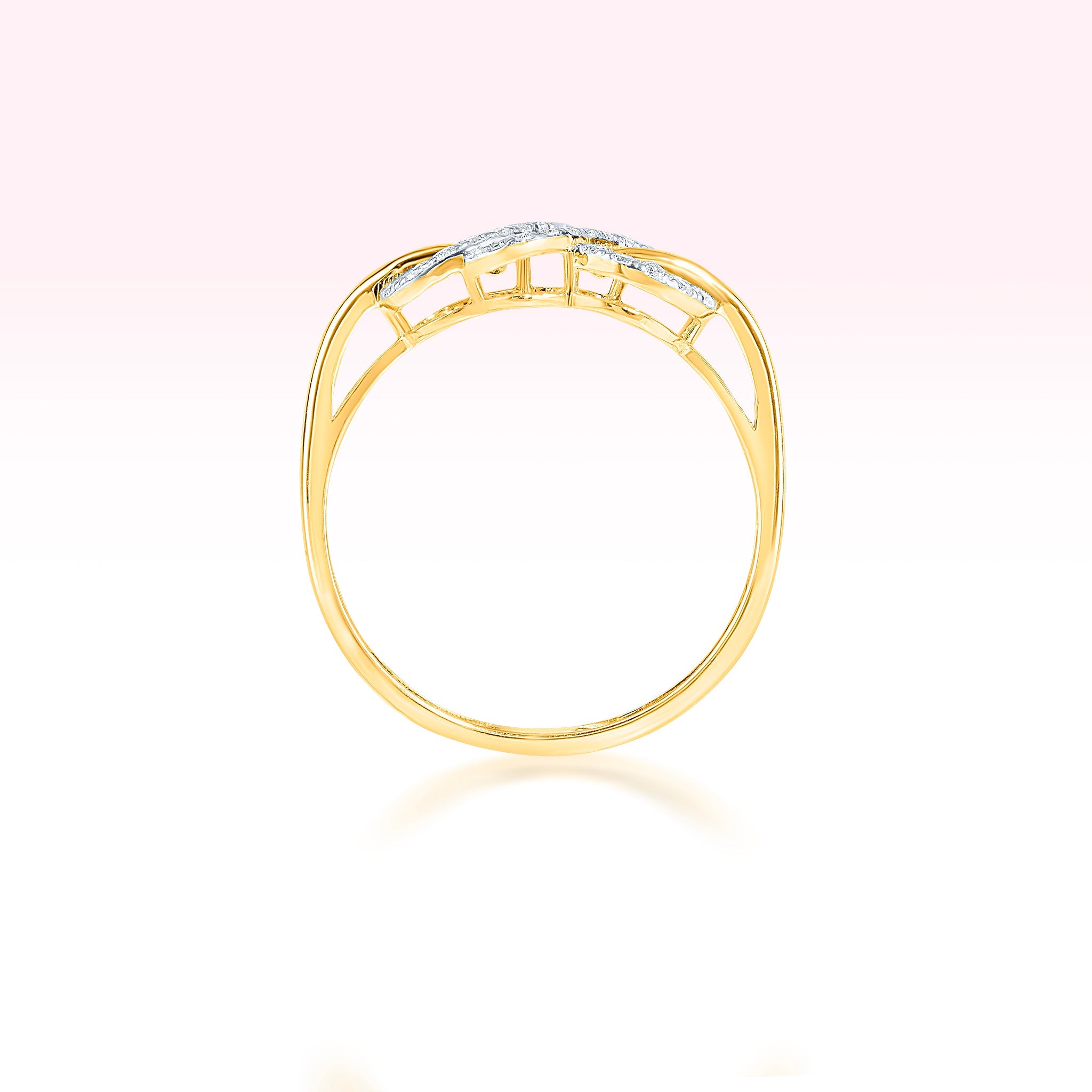 14K Yellow Gold Diamond Swirl Ring - Thessia