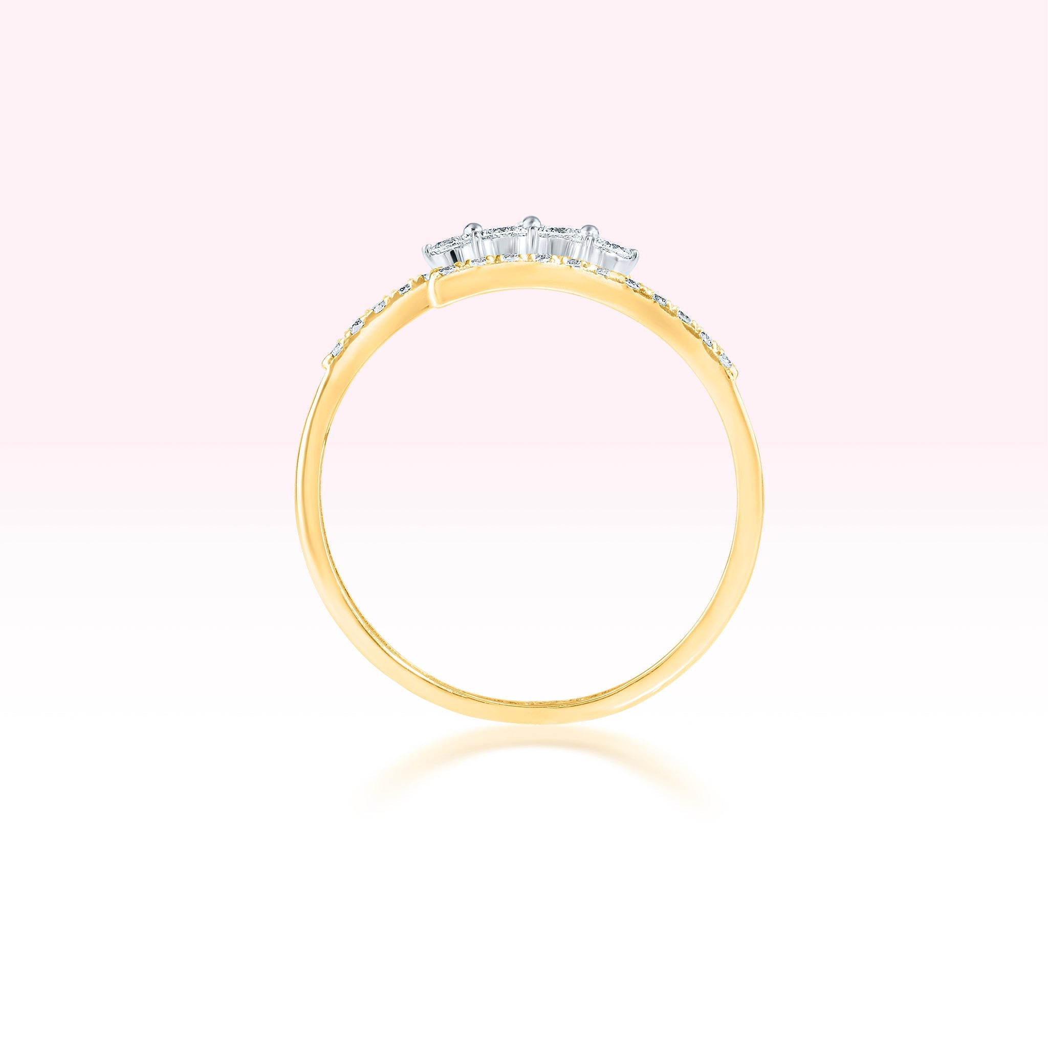 14K Yellow Gold Double Line Diamond Ring - Thessia