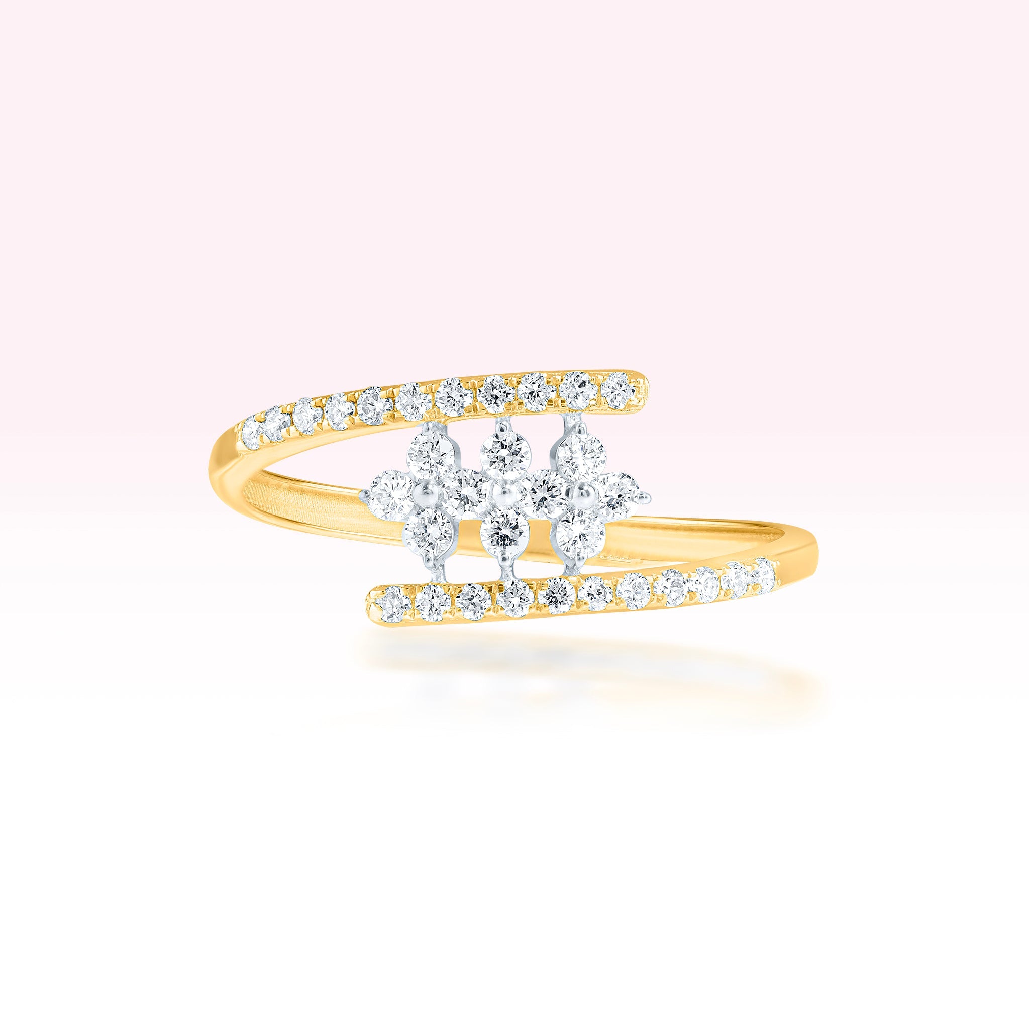 14K Yellow Gold Double Line Diamond Ring - Thessia