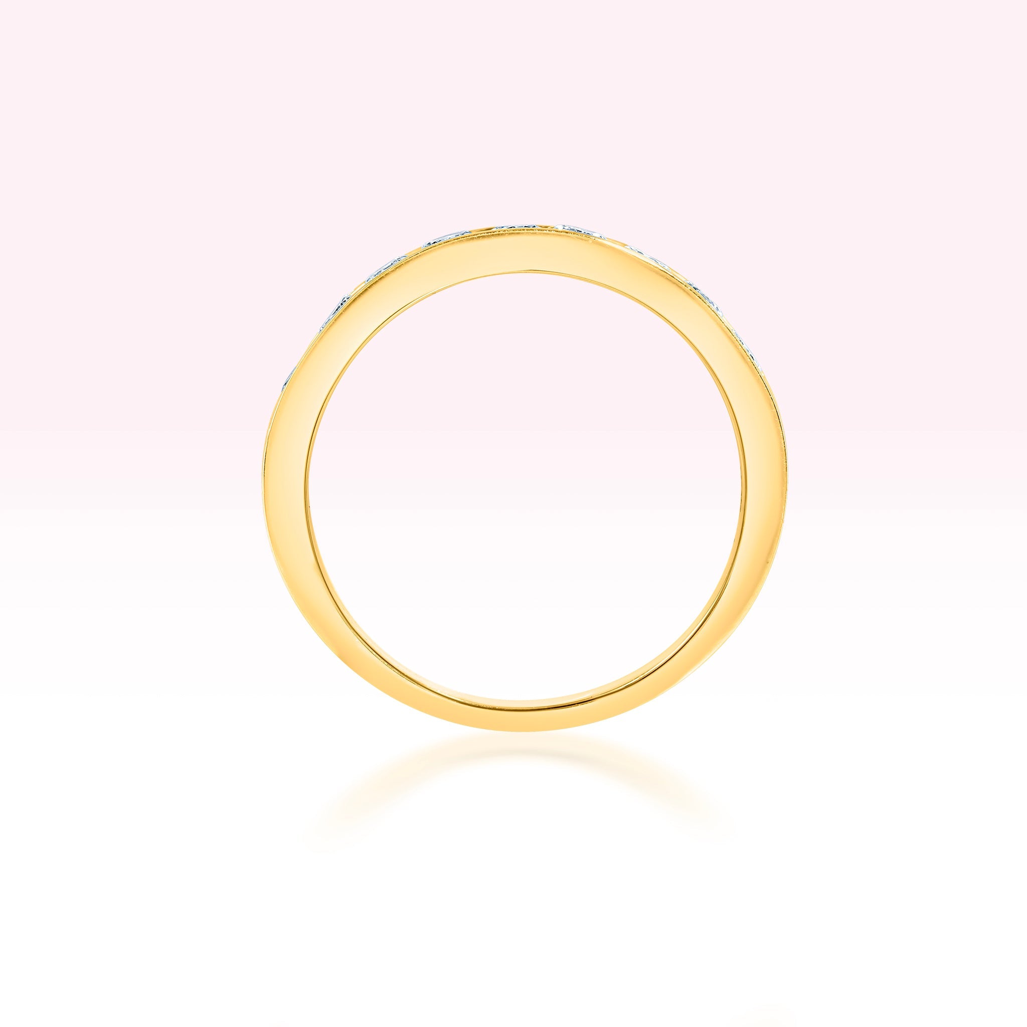 14K Yellow Gold Single Line Diamond Ring - Thessia