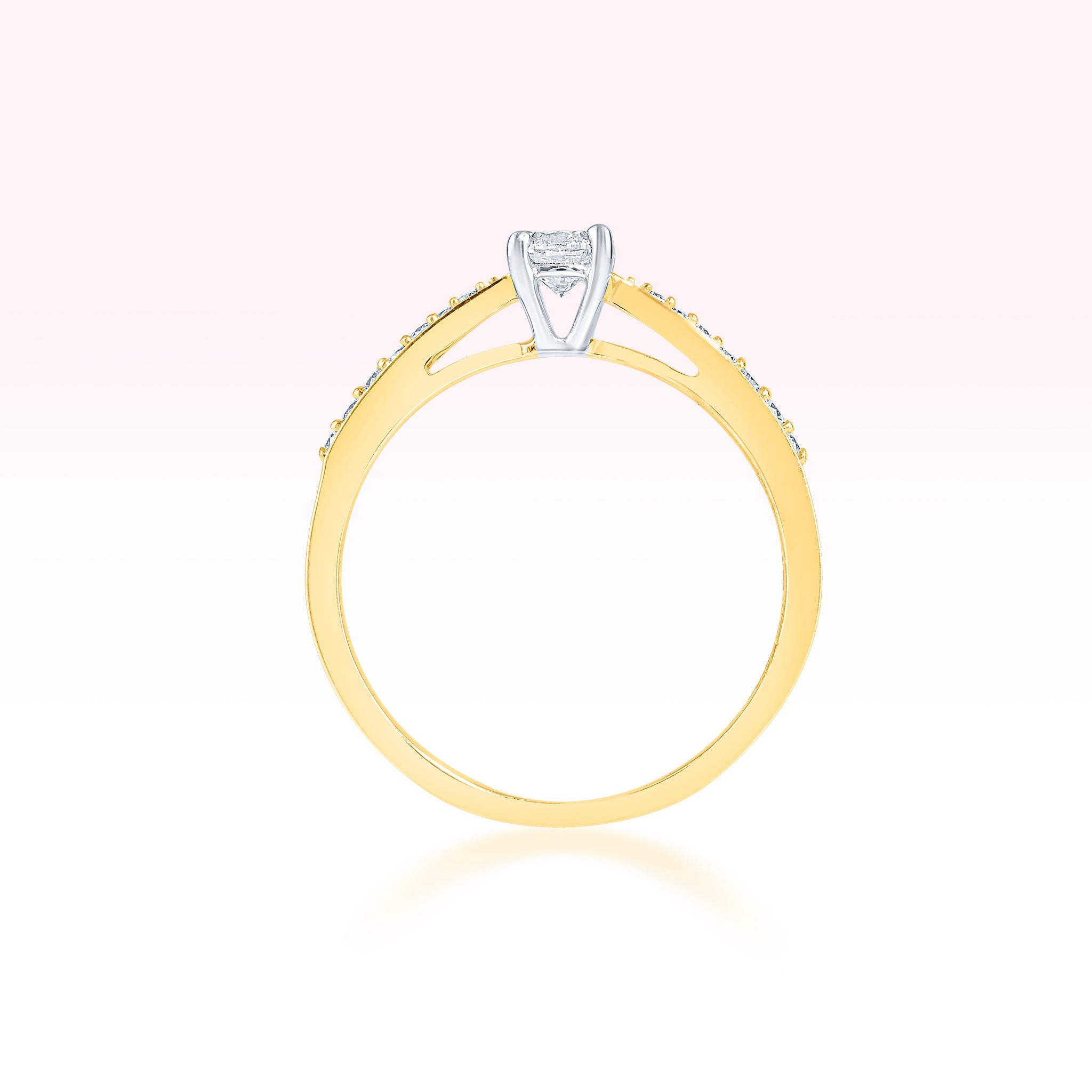 14K Yellow Gold Single Line Solitaire Ring - Thessia