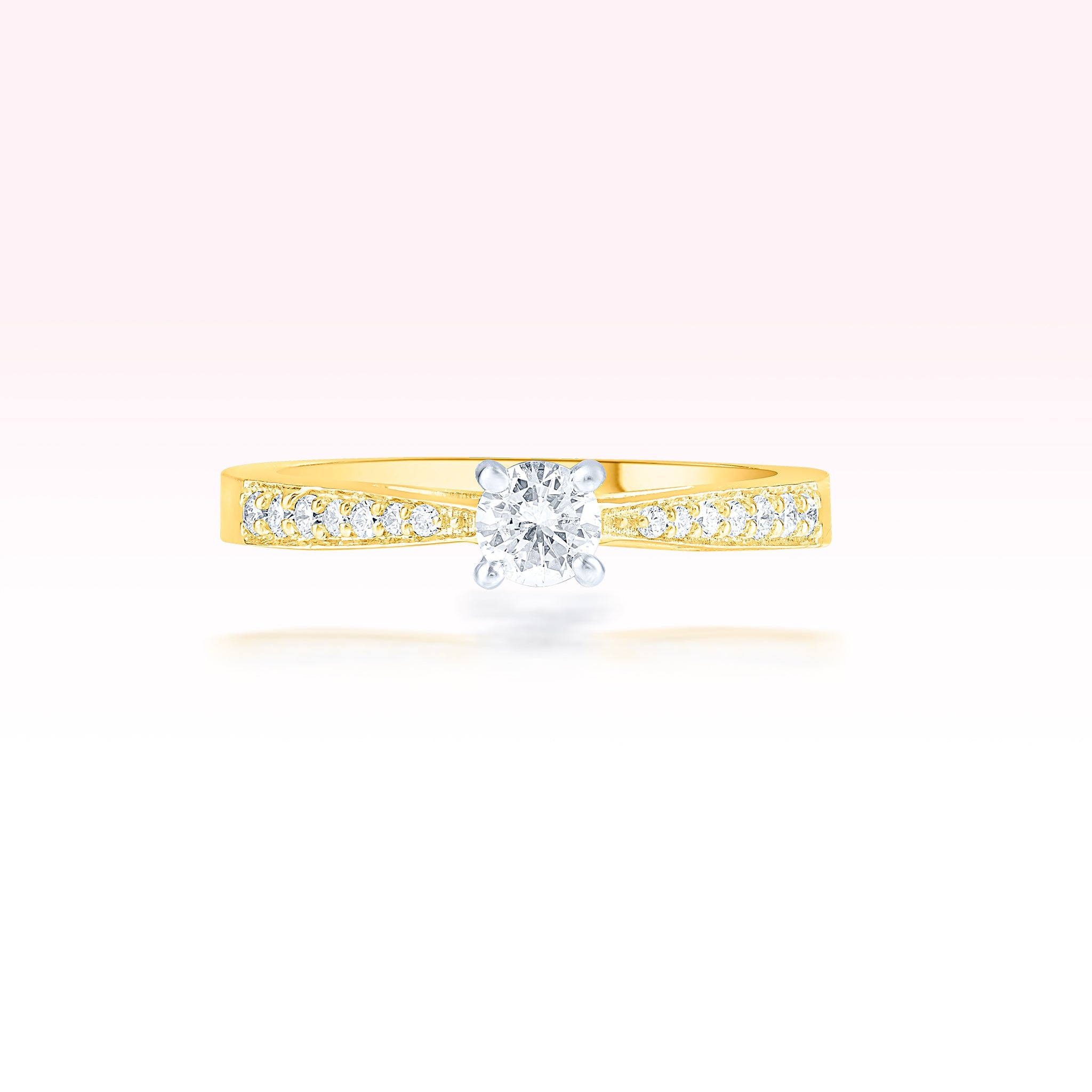 14K Yellow Gold Single Line Solitaire Ring - Thessia