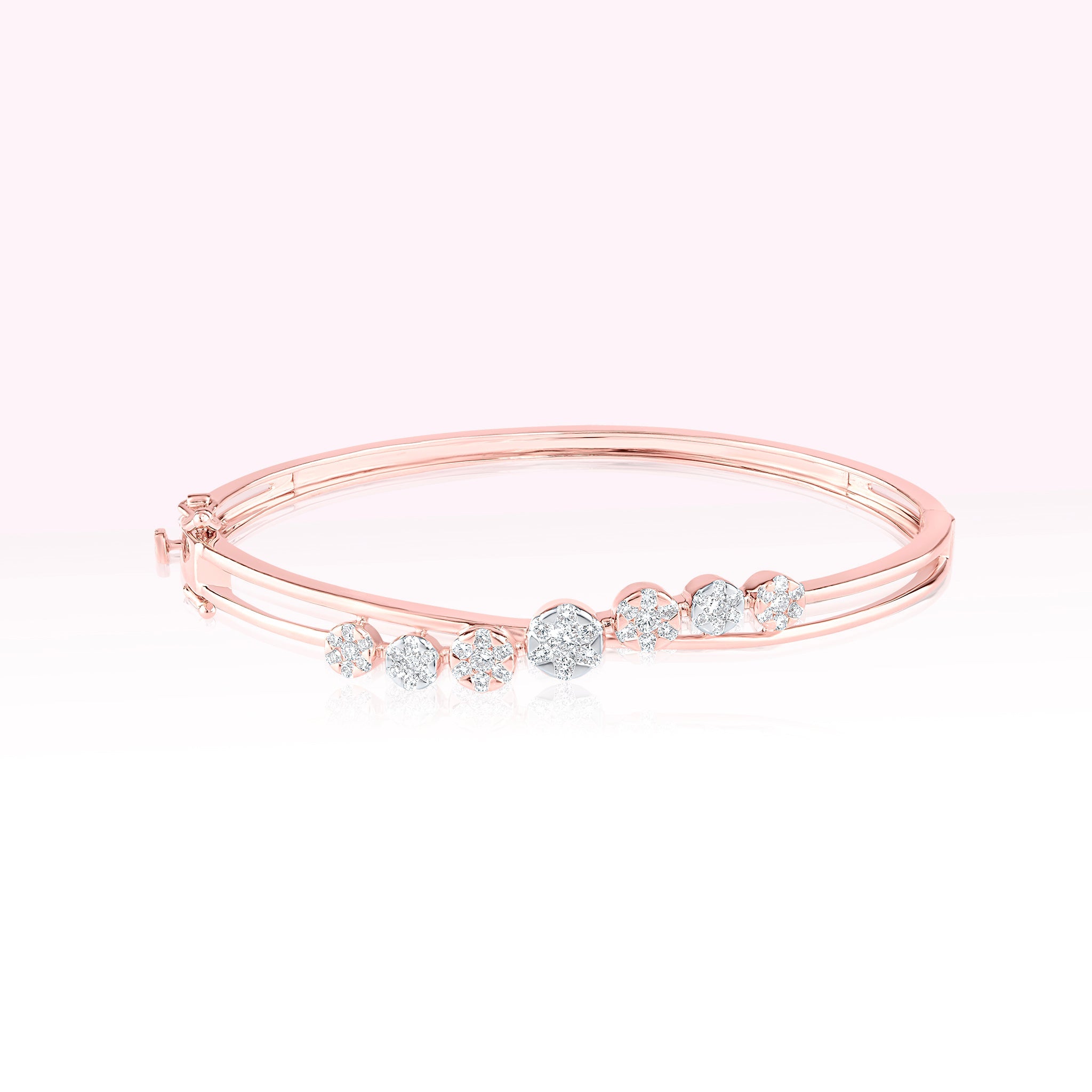 14K Rose Gold Bracelet with Star Shape Round Diamonds - Thessia