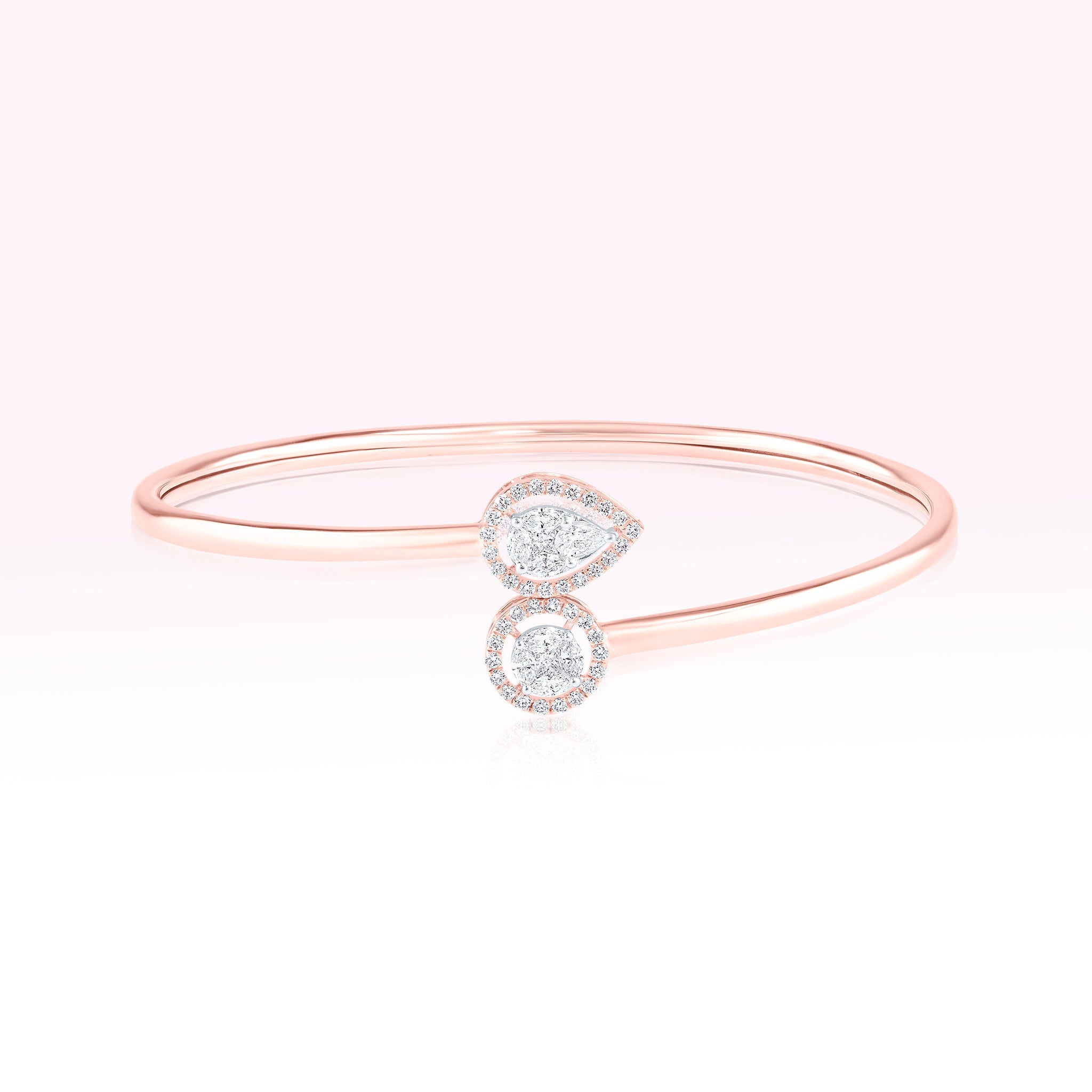 14K Rose Gold Diamond Cuff Bracelet - Thessia