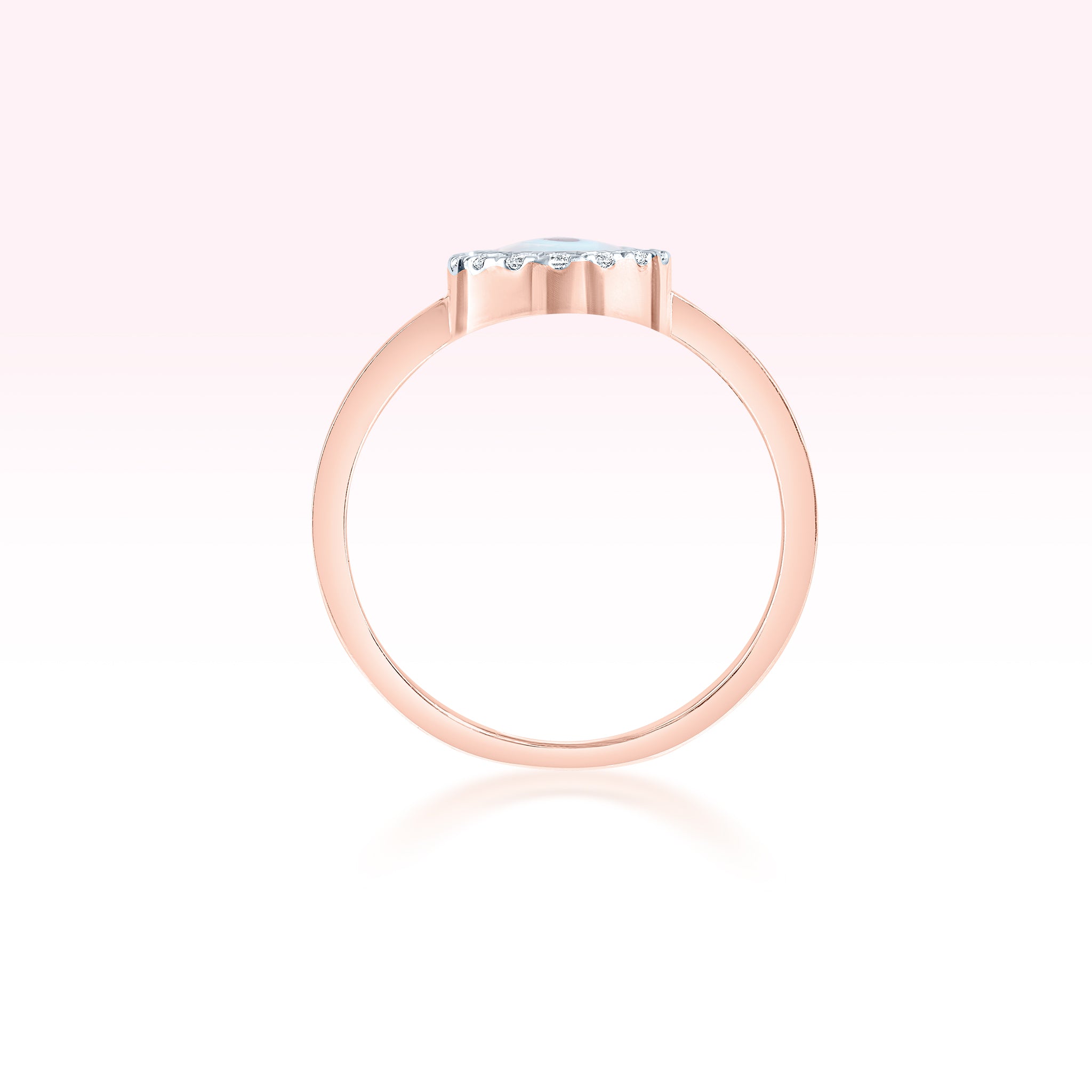 14K Rose Gold Diamond Evil Eye Semi Precious Stone Ring - Thessia