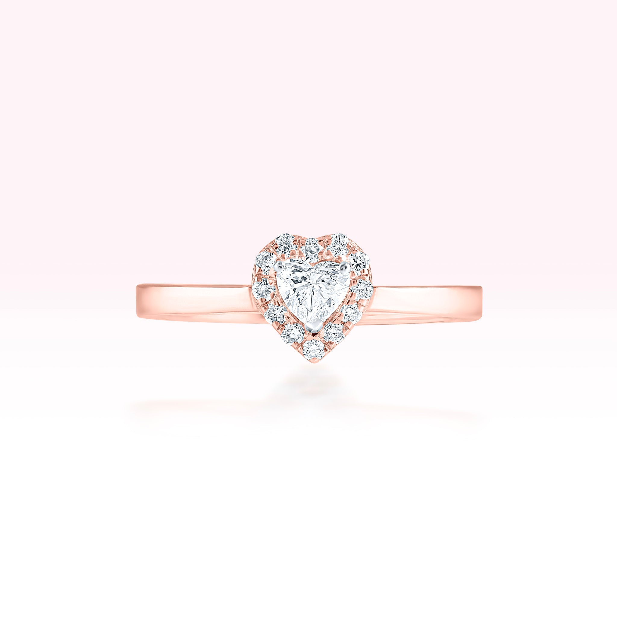 14K Rose Gold Diamond Heart Ring - Thessia