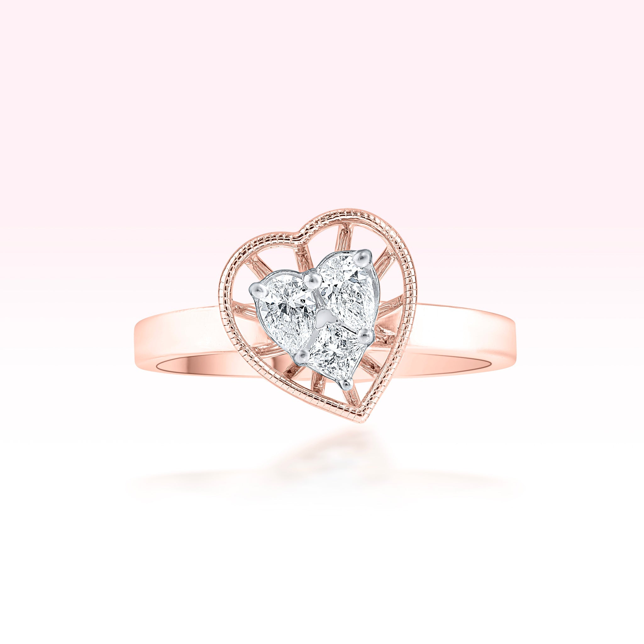 14K Rose Gold Diamond Heart Ring - Thessia
