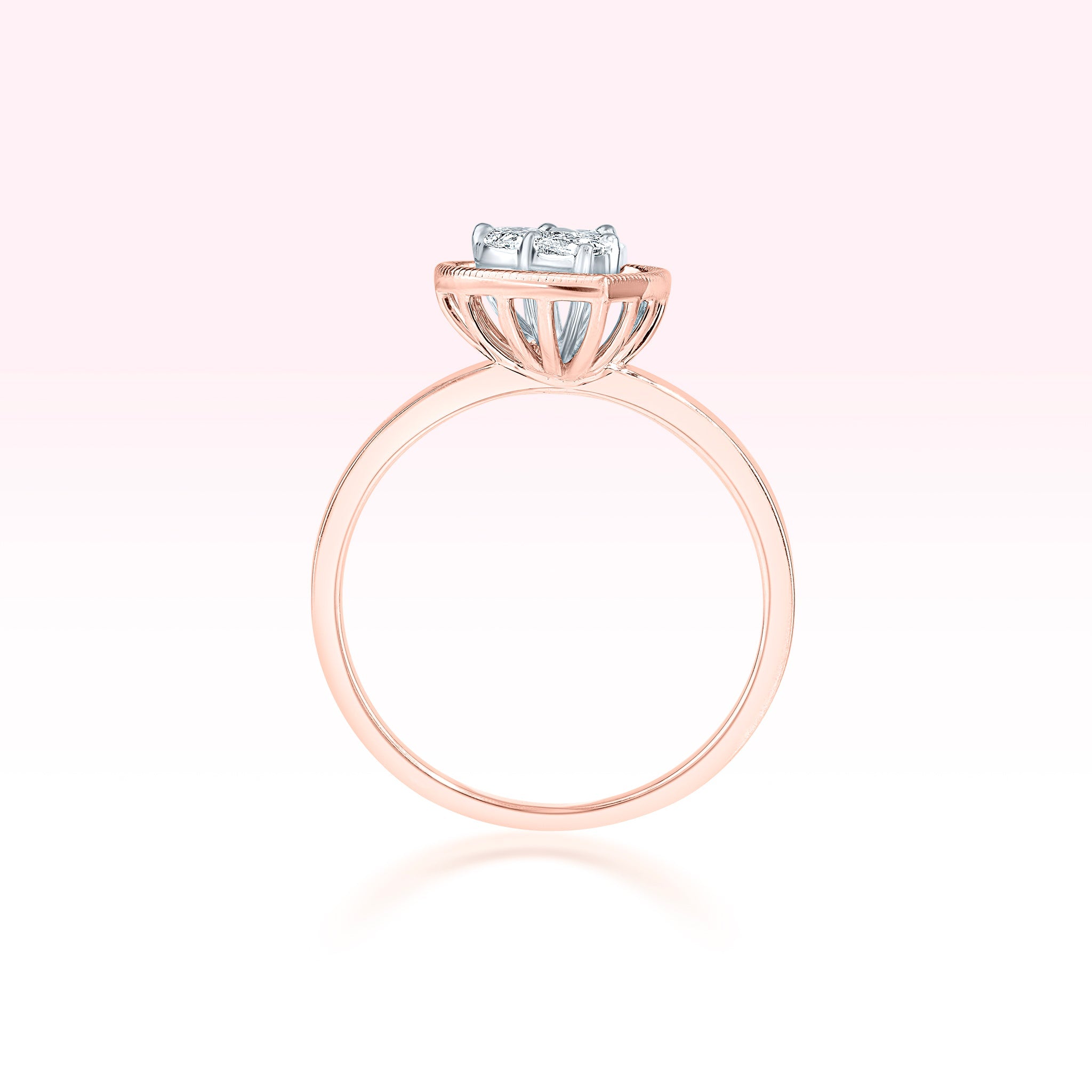 14K Rose Gold Diamond Heart Ring - Thessia