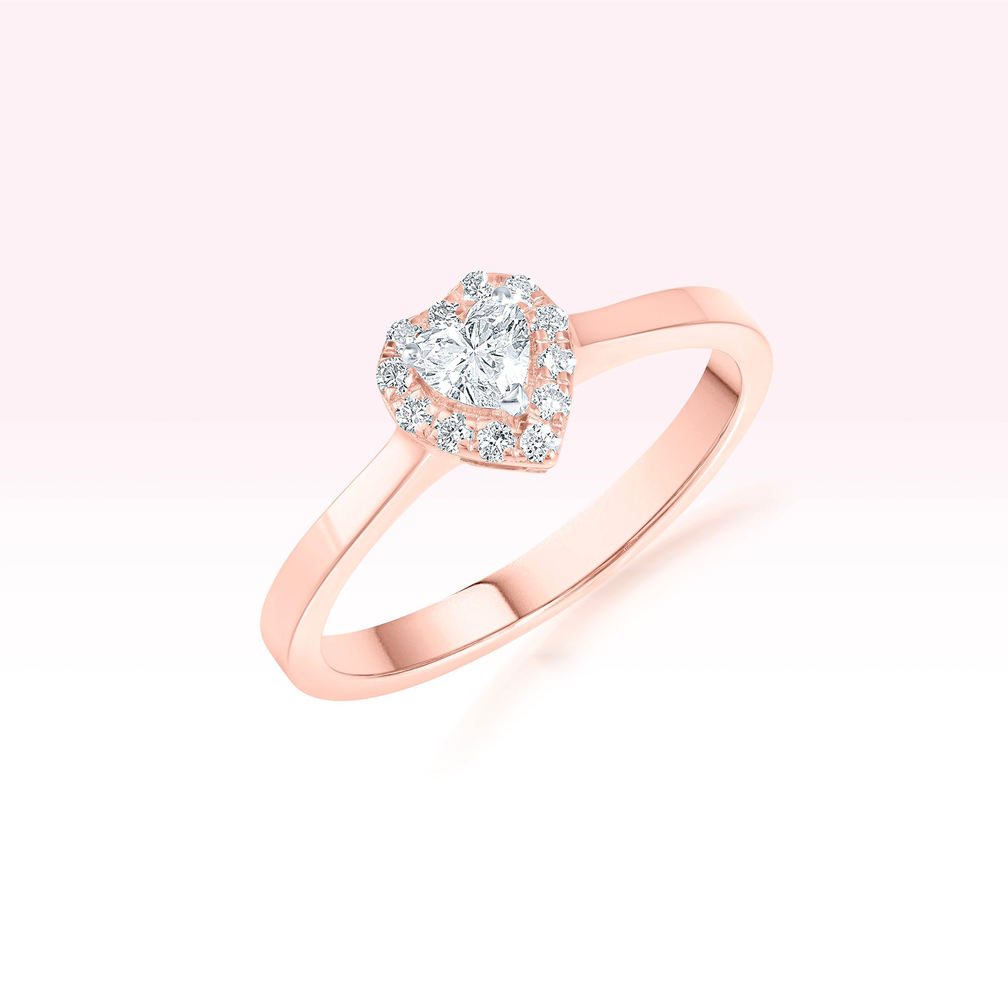 14K Rose Gold Diamond Heart Ring - Thessia