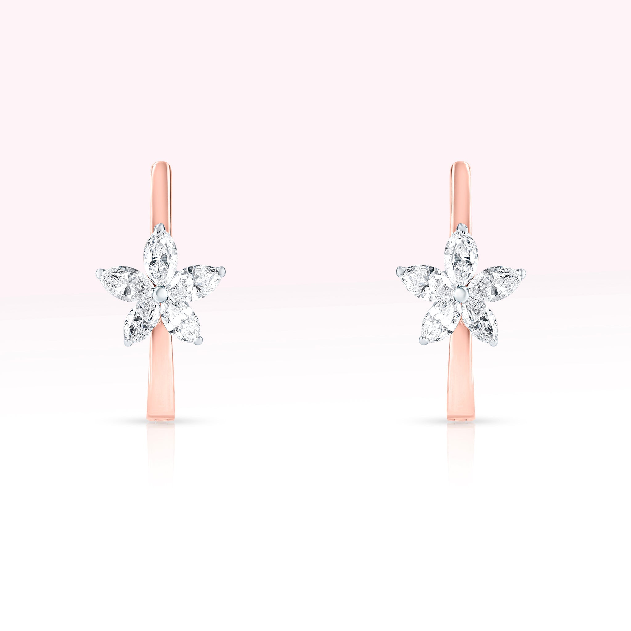 14K Rose Gold Diamond Hoop Earrings - Thessia