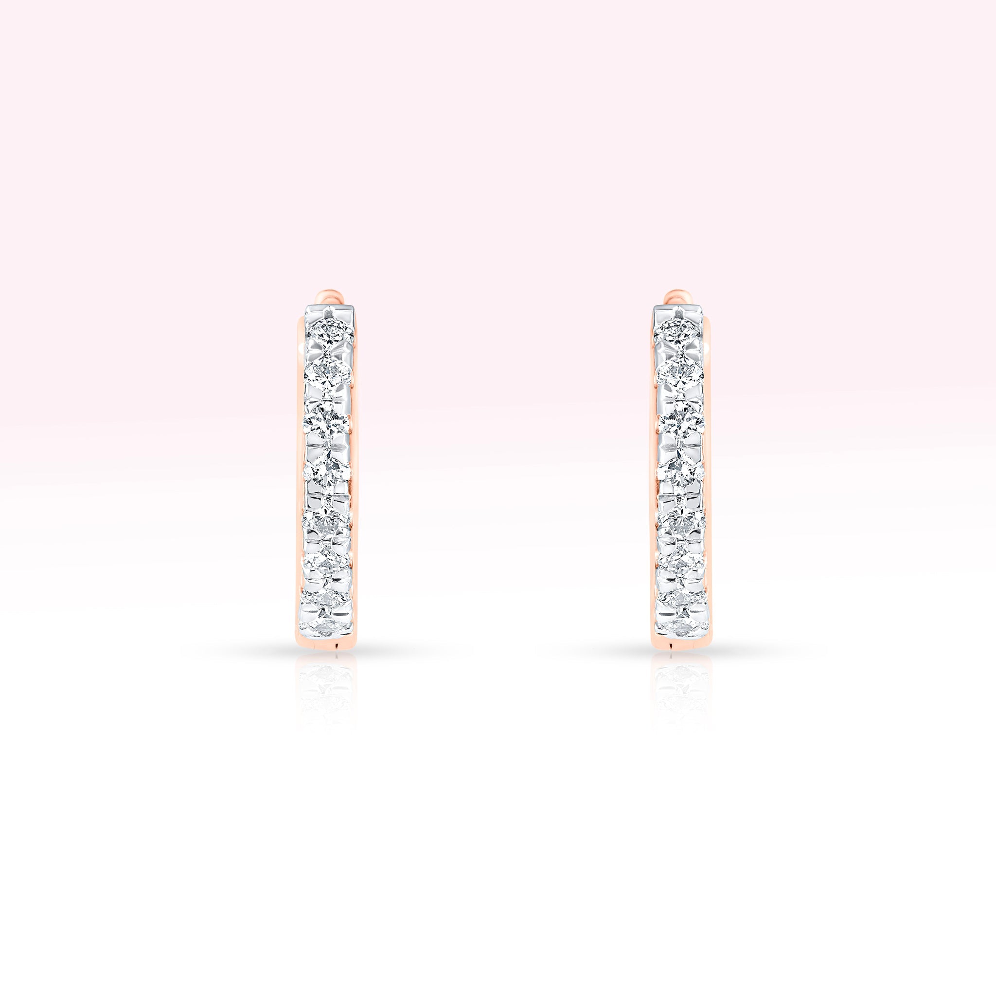 14K Rose Gold Diamond Hoop Earrings - Thessia