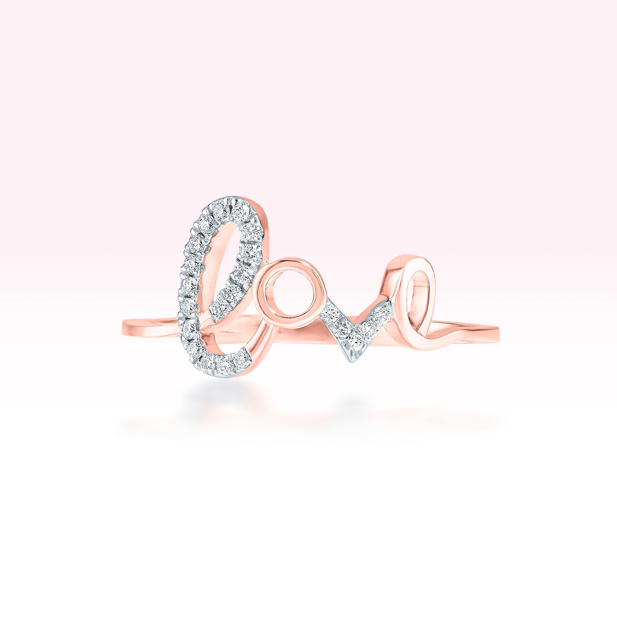 14K Rose Gold Diamond Love Ring - Thessia