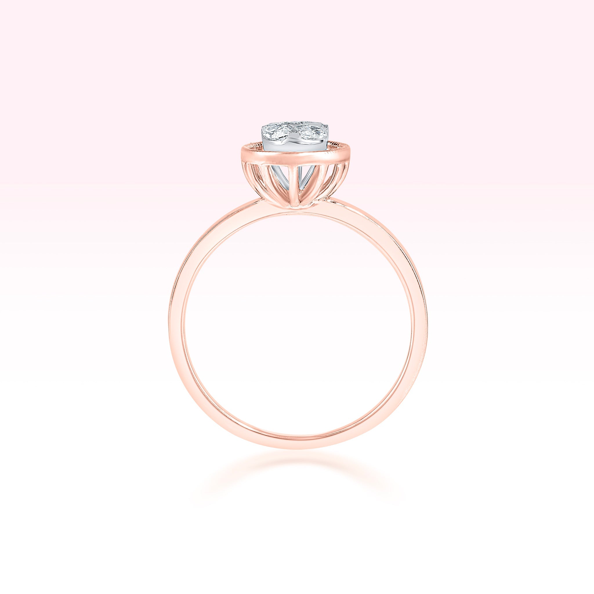 14K Rose Gold Diamond Oval Ring - Thessia