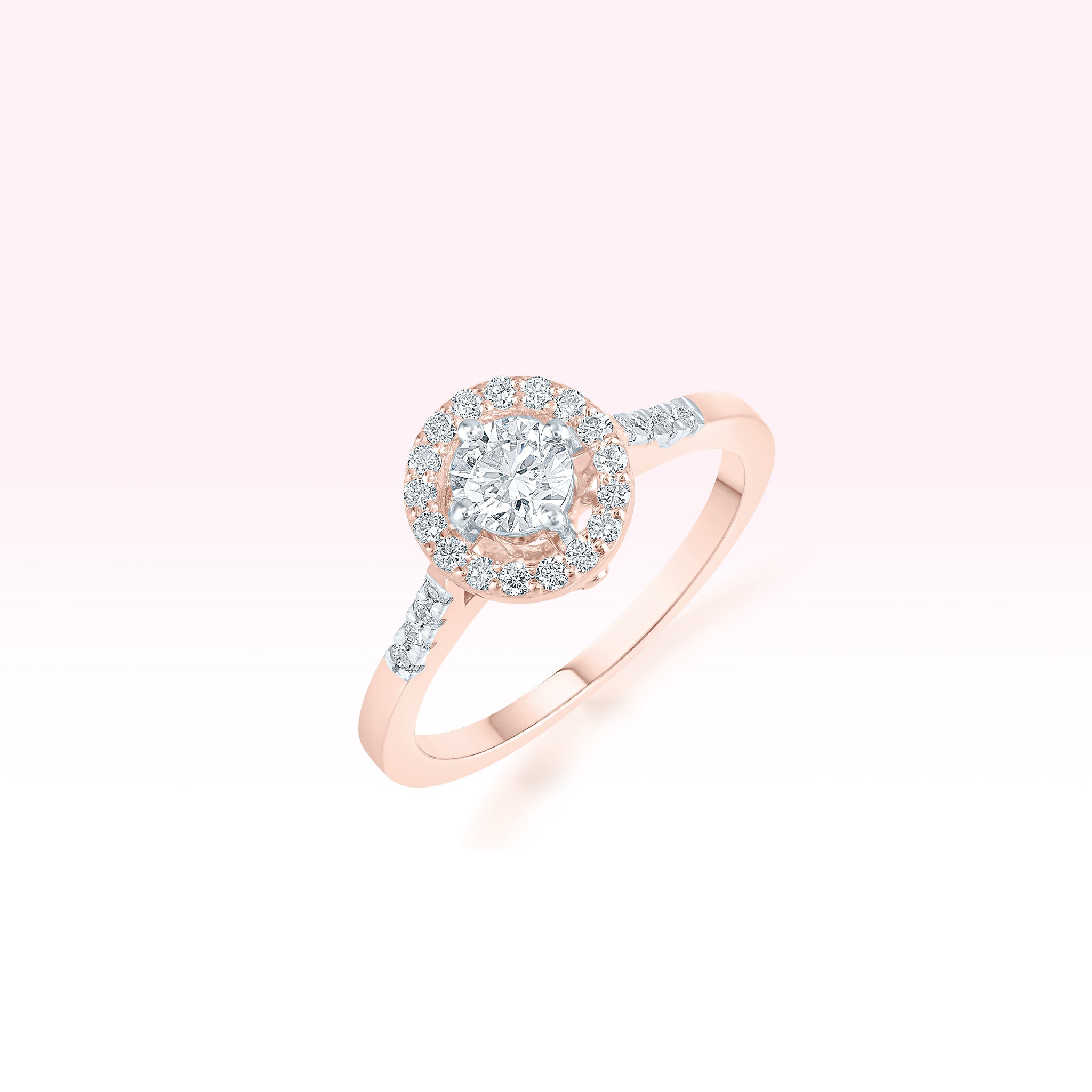 14K Rose Gold Diamond Solitaire Ring - Thessia
