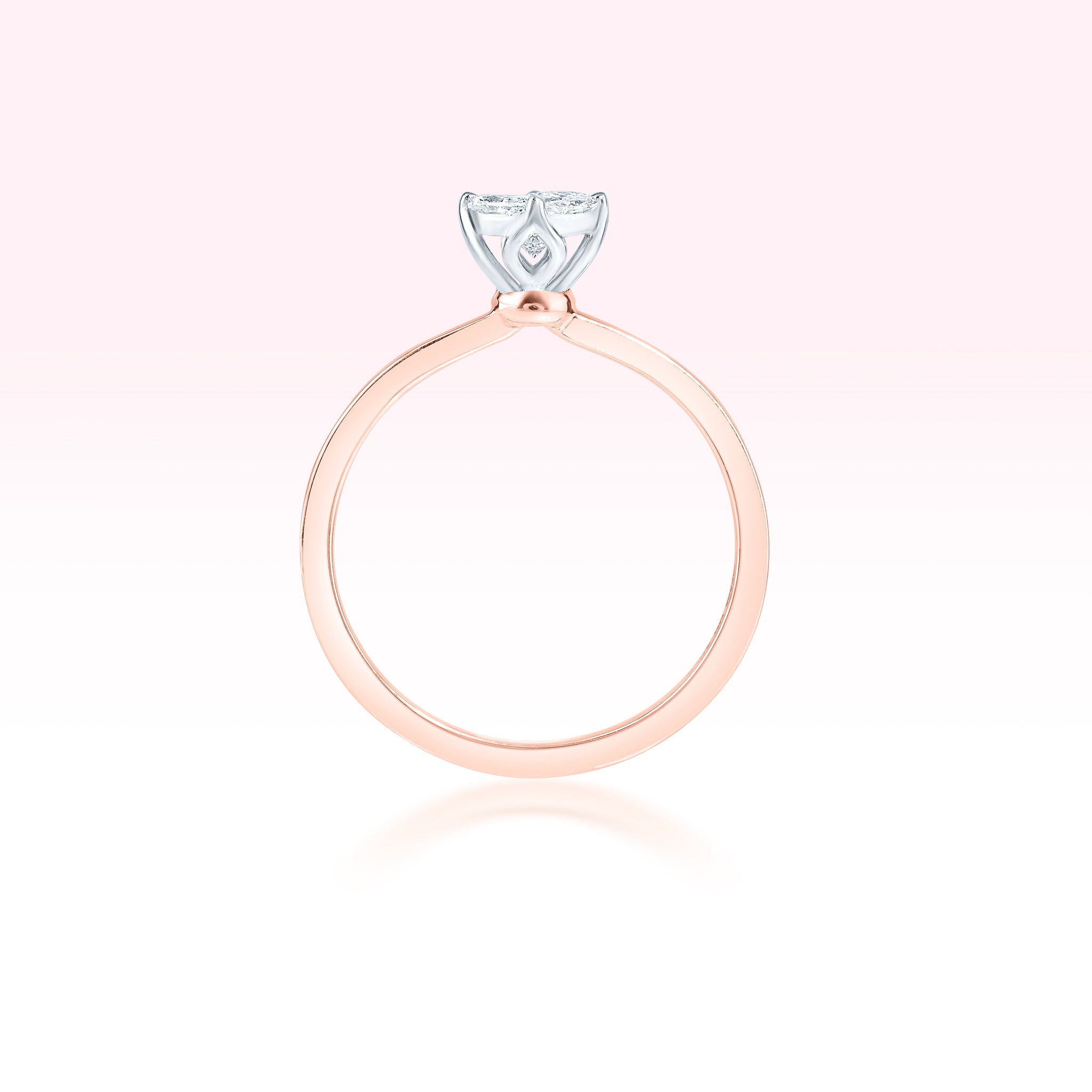 14K Rose Gold Diamond Solitaire Ring - Thessia