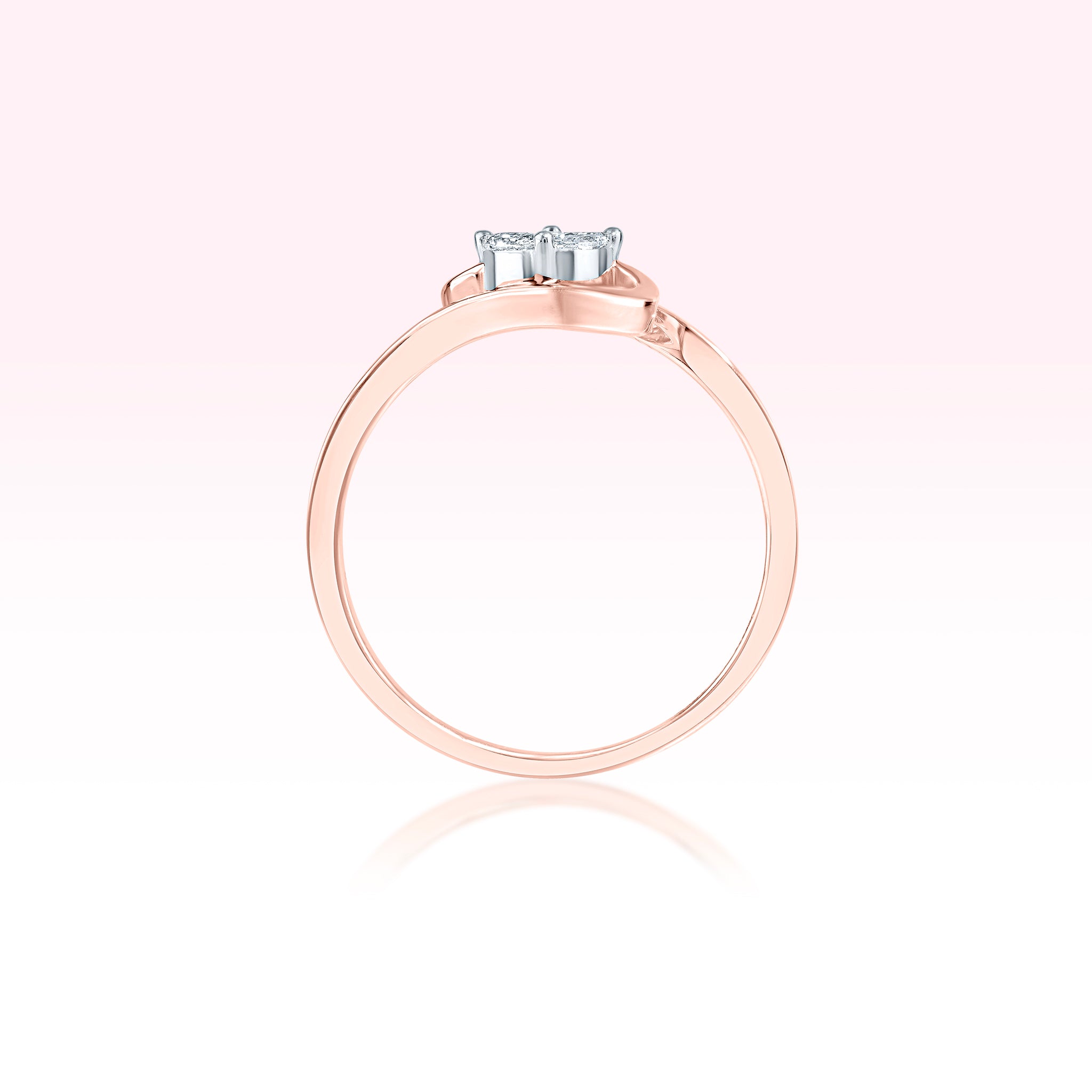 14K Rose Gold Diamond Solitaire Swirl Ring - Thessia