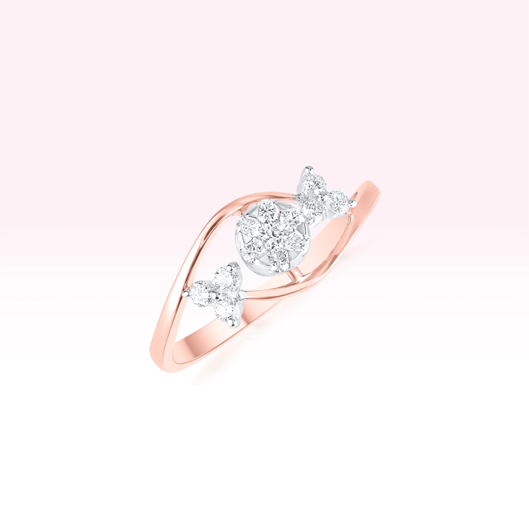 14K Rose Gold Diamond Swirl Ring - Thessia