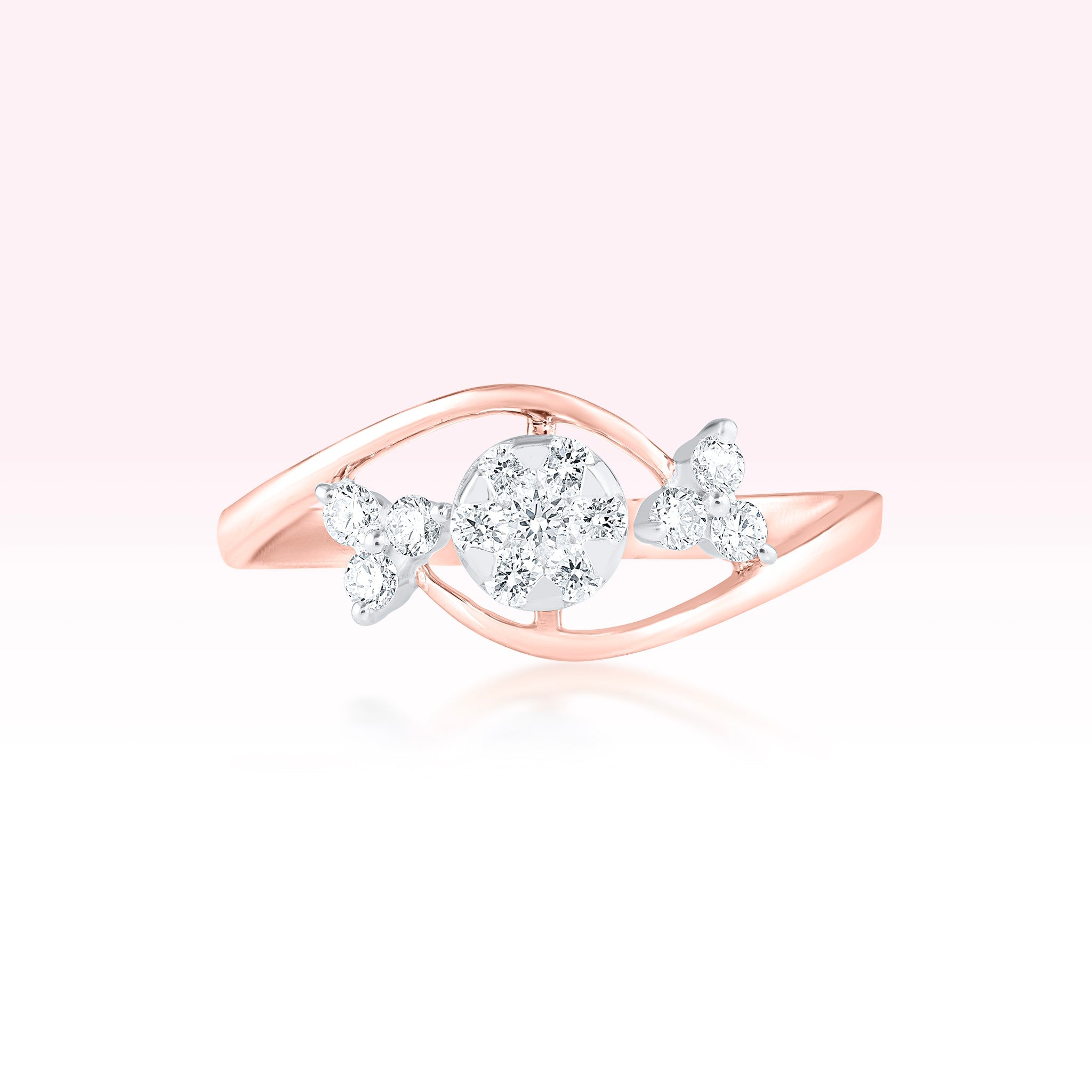 14K Rose Gold Diamond Swirl Ring - Thessia
