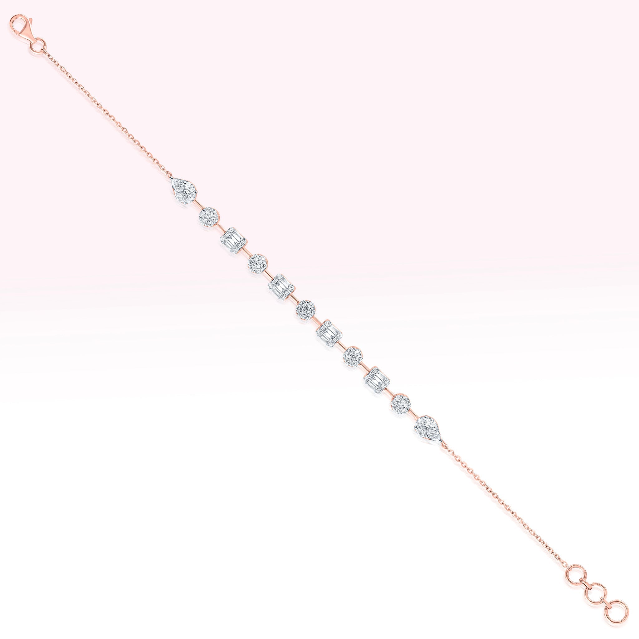 14K Rose Gold Linked Diamond Tennis Bracelet - Thessia