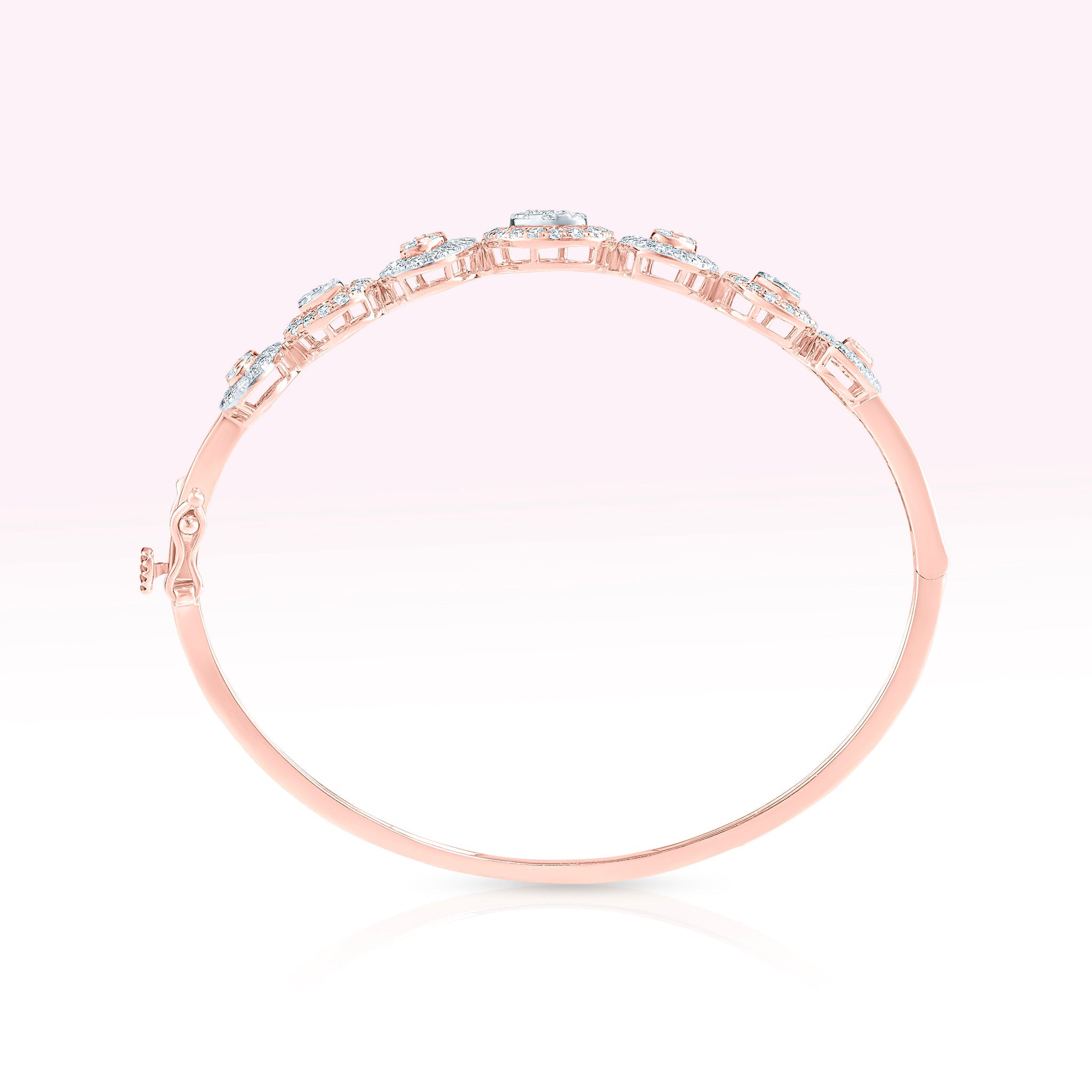 14K Rose Gold Marquise Shape Round Diamond Bangle Bracelet - Thessia