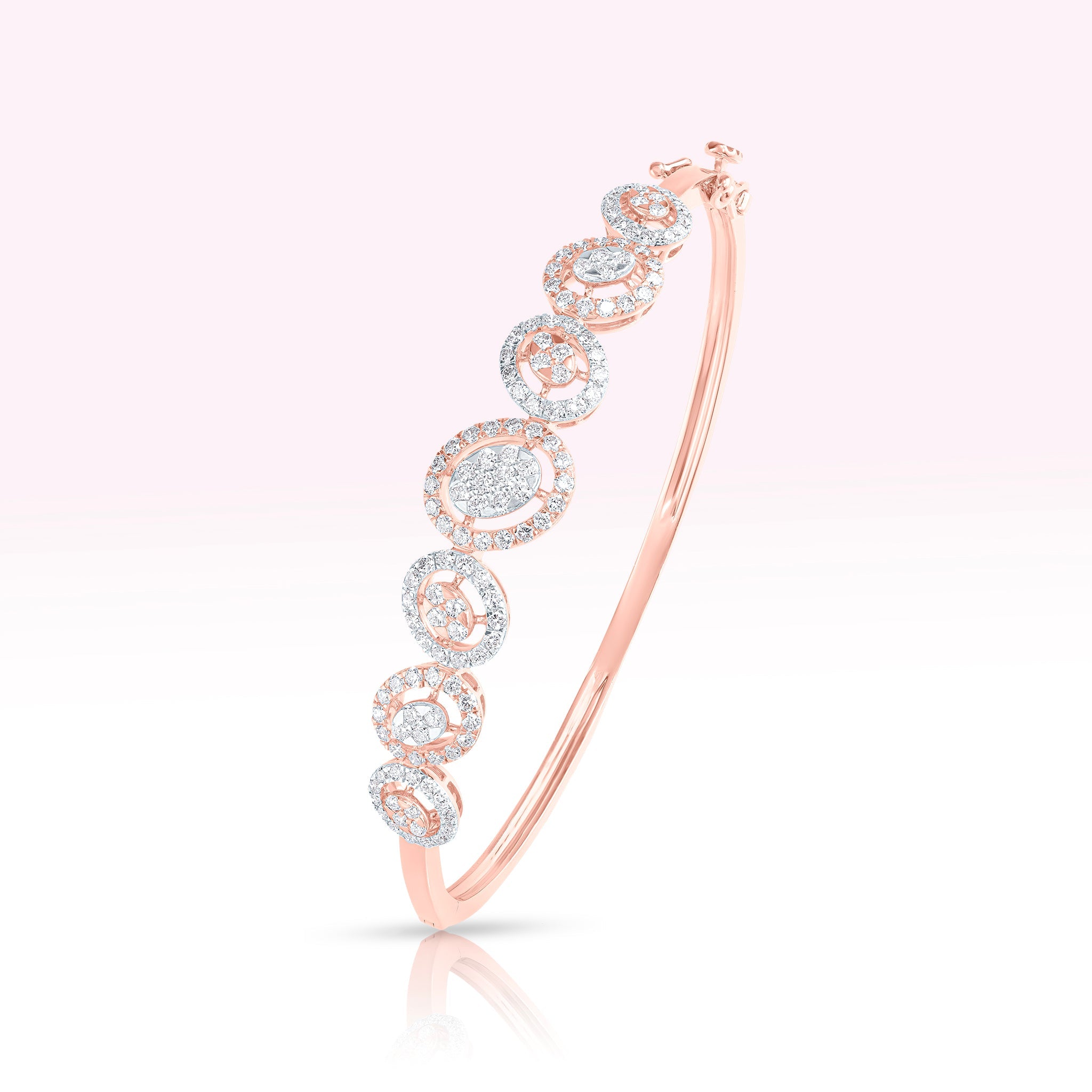 14K Rose Gold Marquise Shape Round Diamond Bangle Bracelet - Thessia